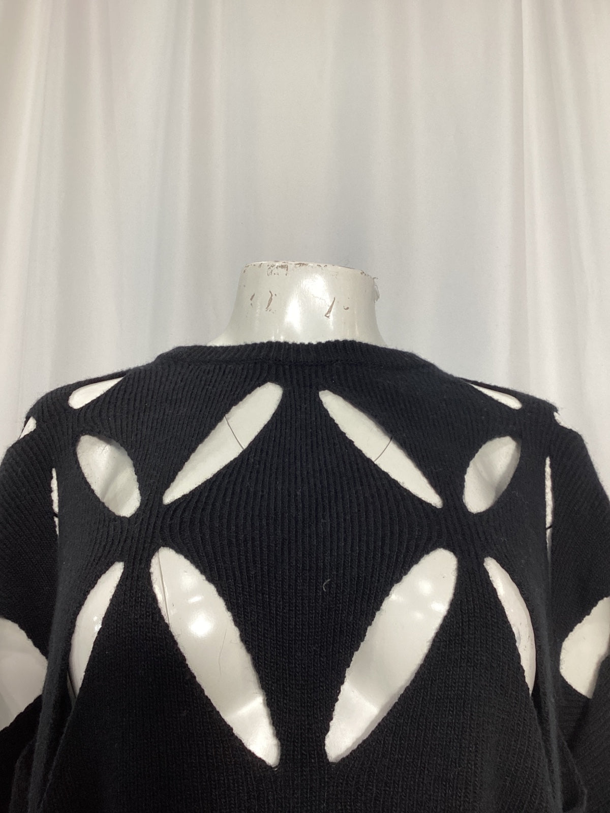 Valentino Cut-Out Sweater in Black Virgin Wool