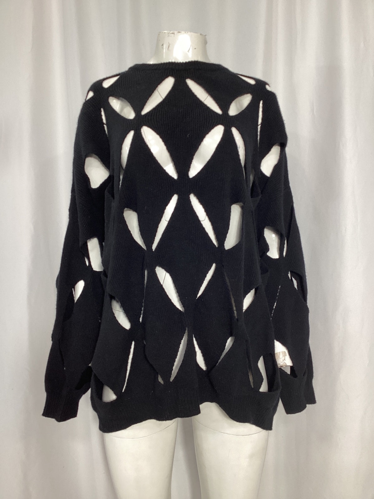 Valentino Cut-Out Sweater in Black Virgin Wool