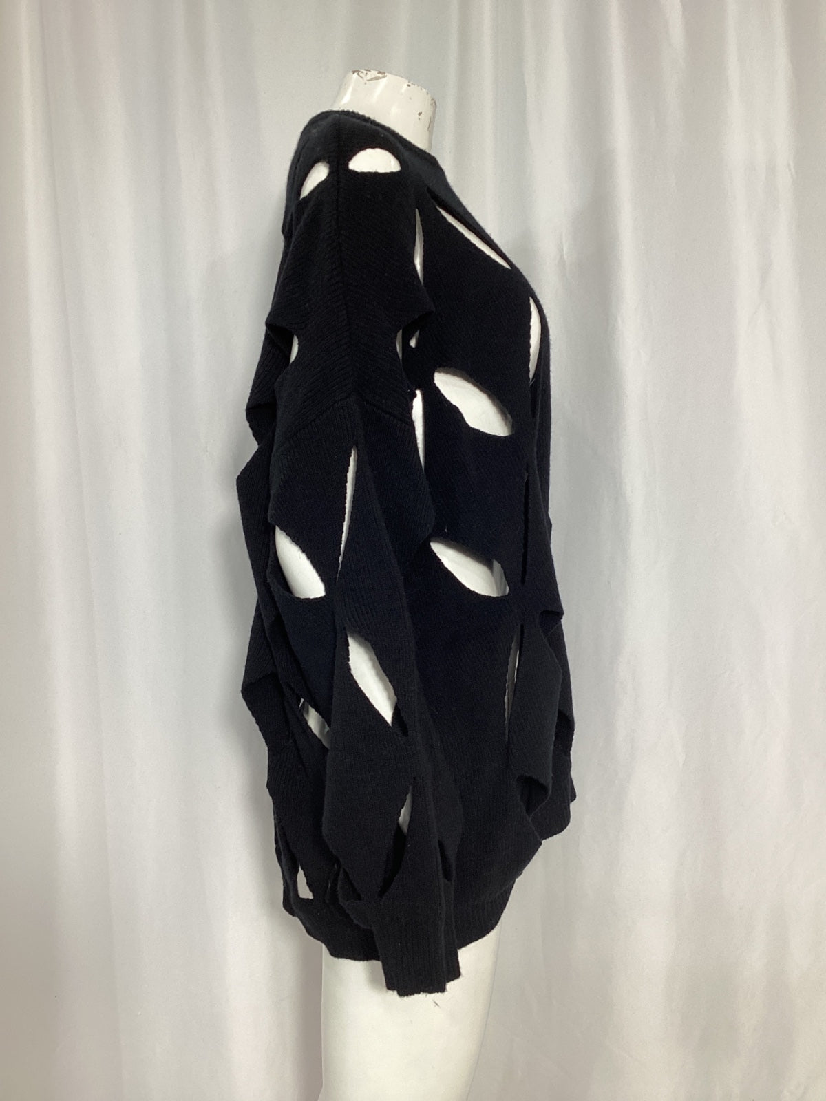 Valentino Cut-Out Sweater in Black Virgin Wool