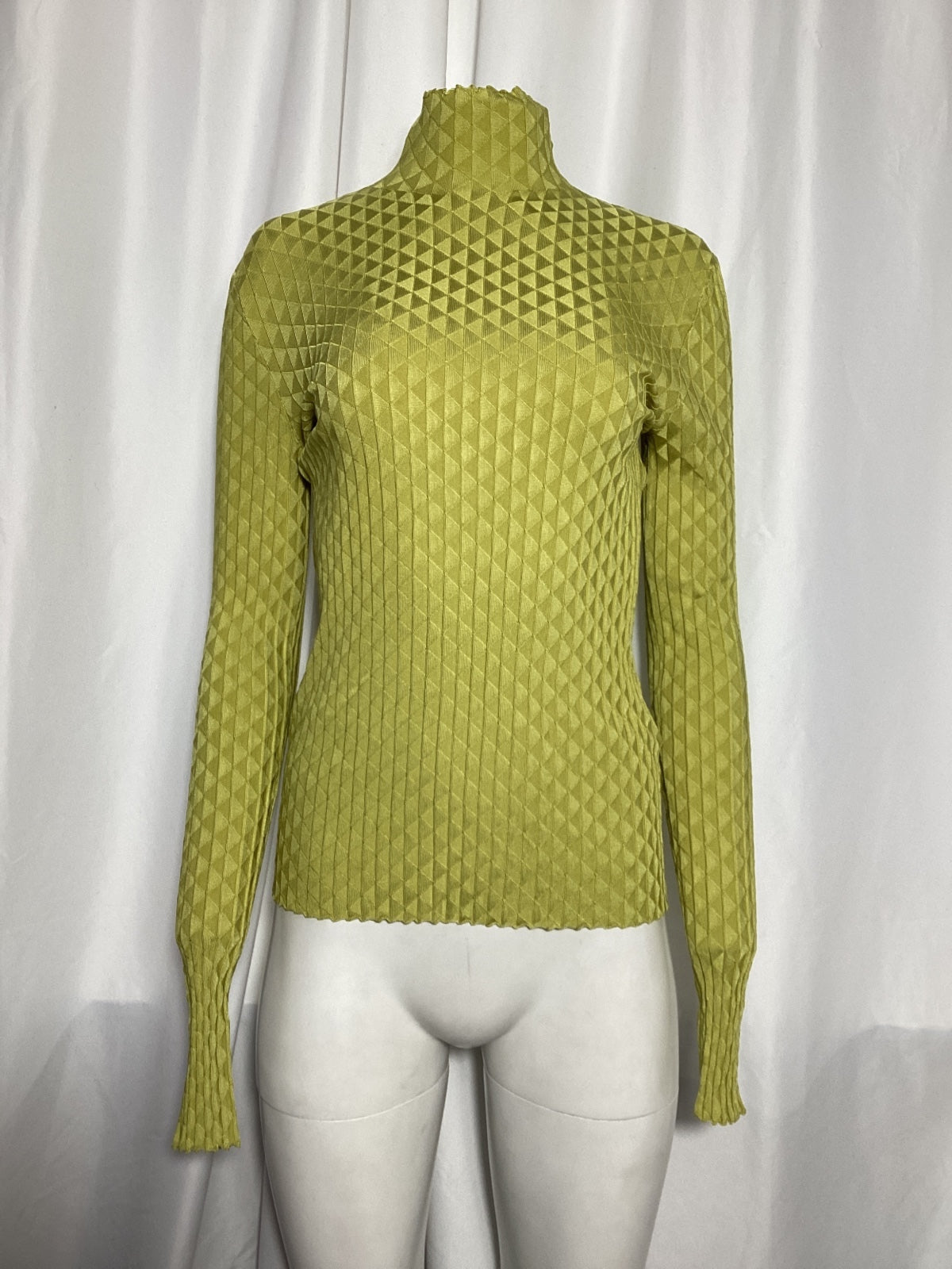 Bottega Veneta Dragon Underpinned Turtleneck Pullover in Green Silk