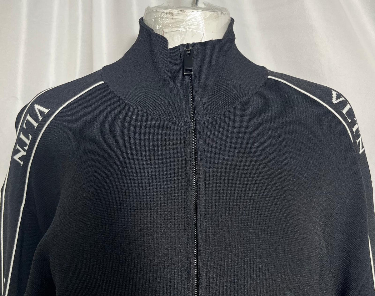 Valentino Garavani Logo-Tape Track Jacket in Black Viscose