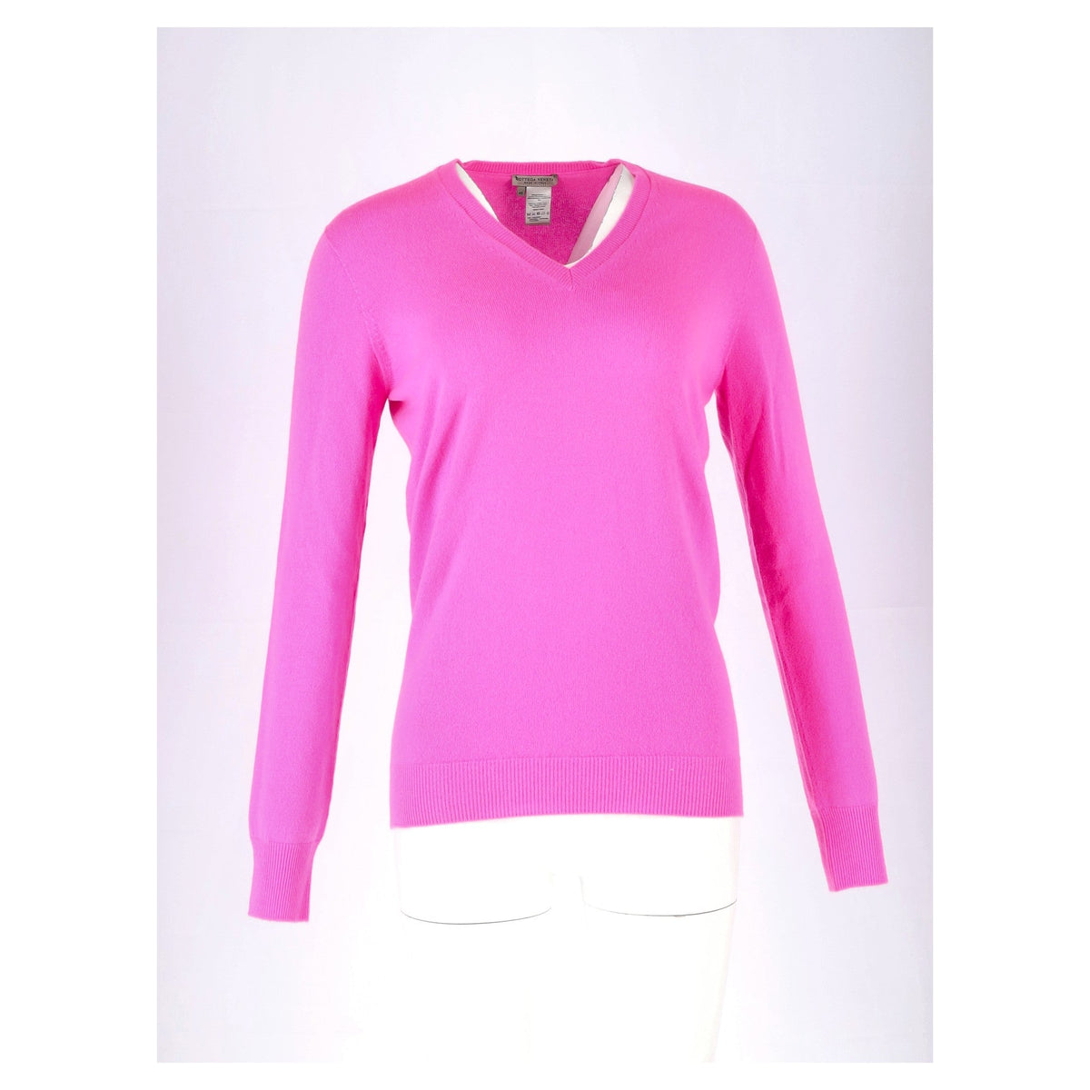 Bottega Veneta Knitted V-Neck Sweater in Pink Wool