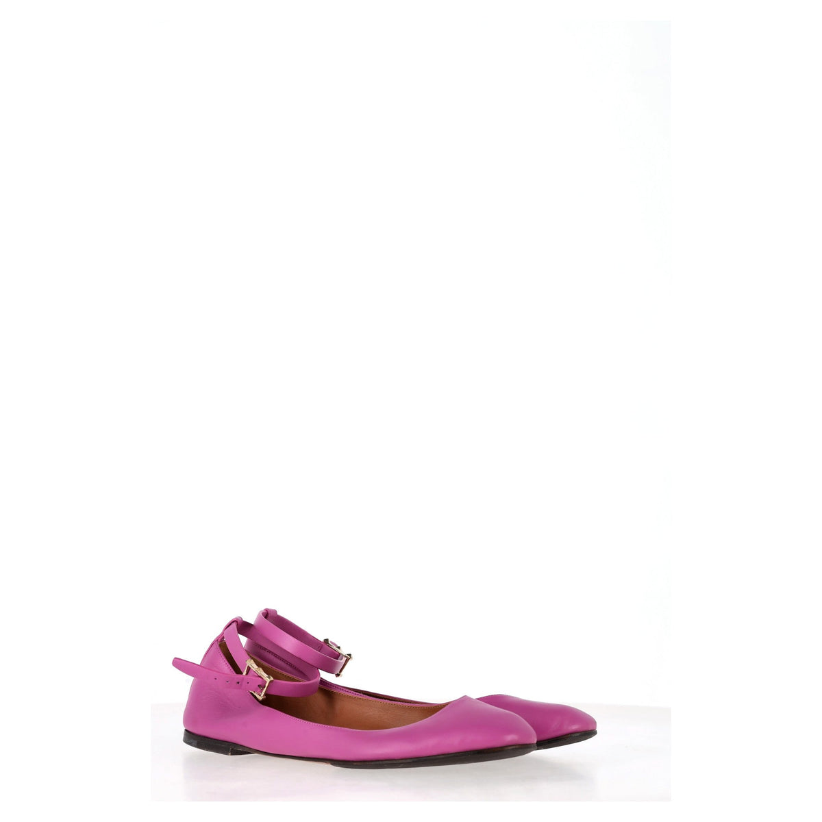Valentino Garavani Tan-Go Ankle-Strap Ballerina Flats in Pink Leather