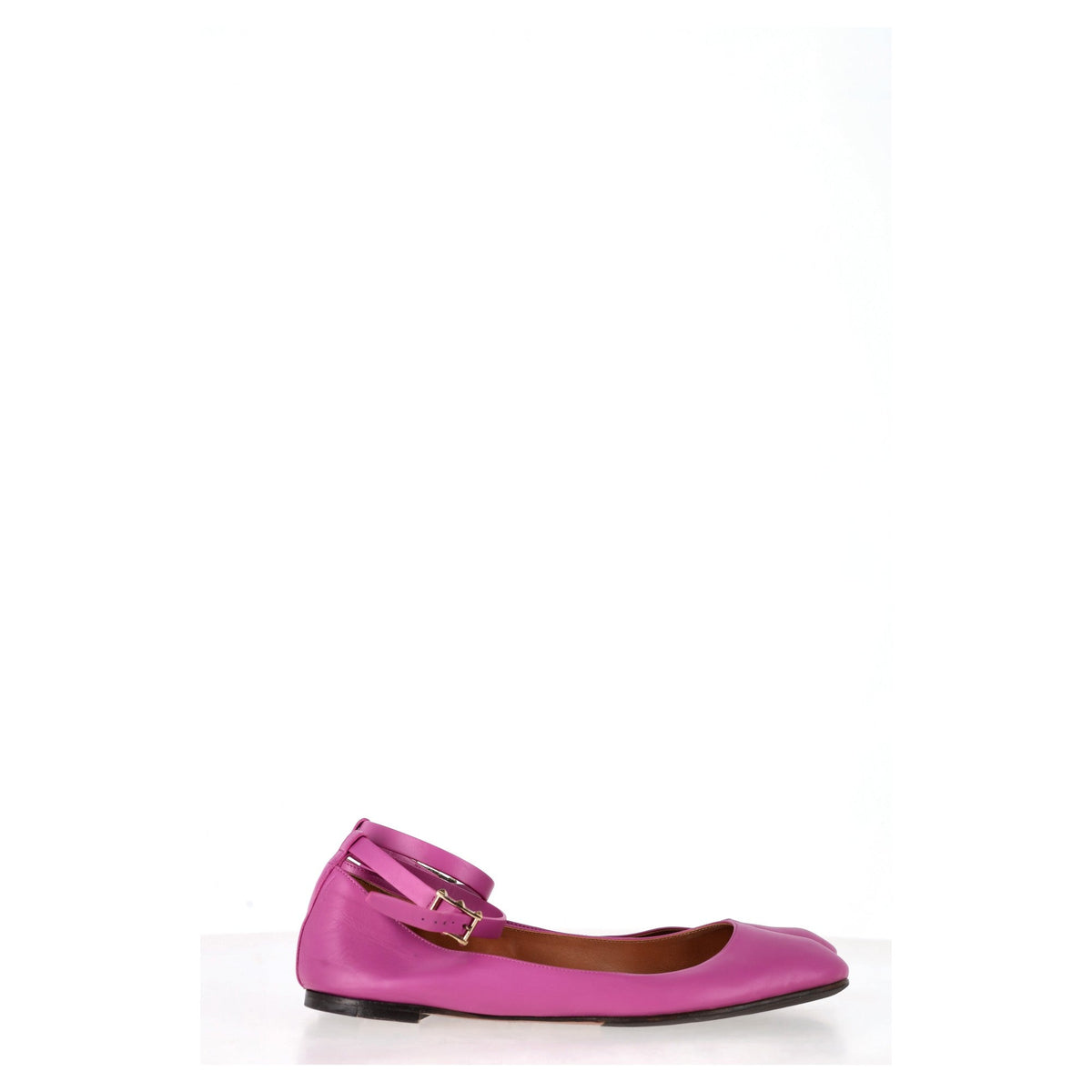 Valentino Garavani Tan-Go Ankle-Strap Ballerina Flats in Pink Leather