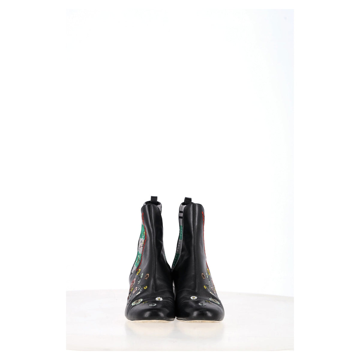 Fendi Floral Ankle Boots in Black Leather