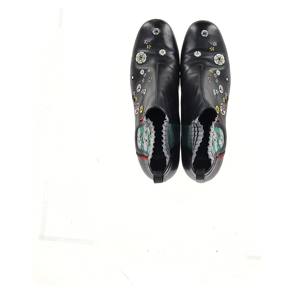 Fendi Floral Ankle Boots in Black Leather