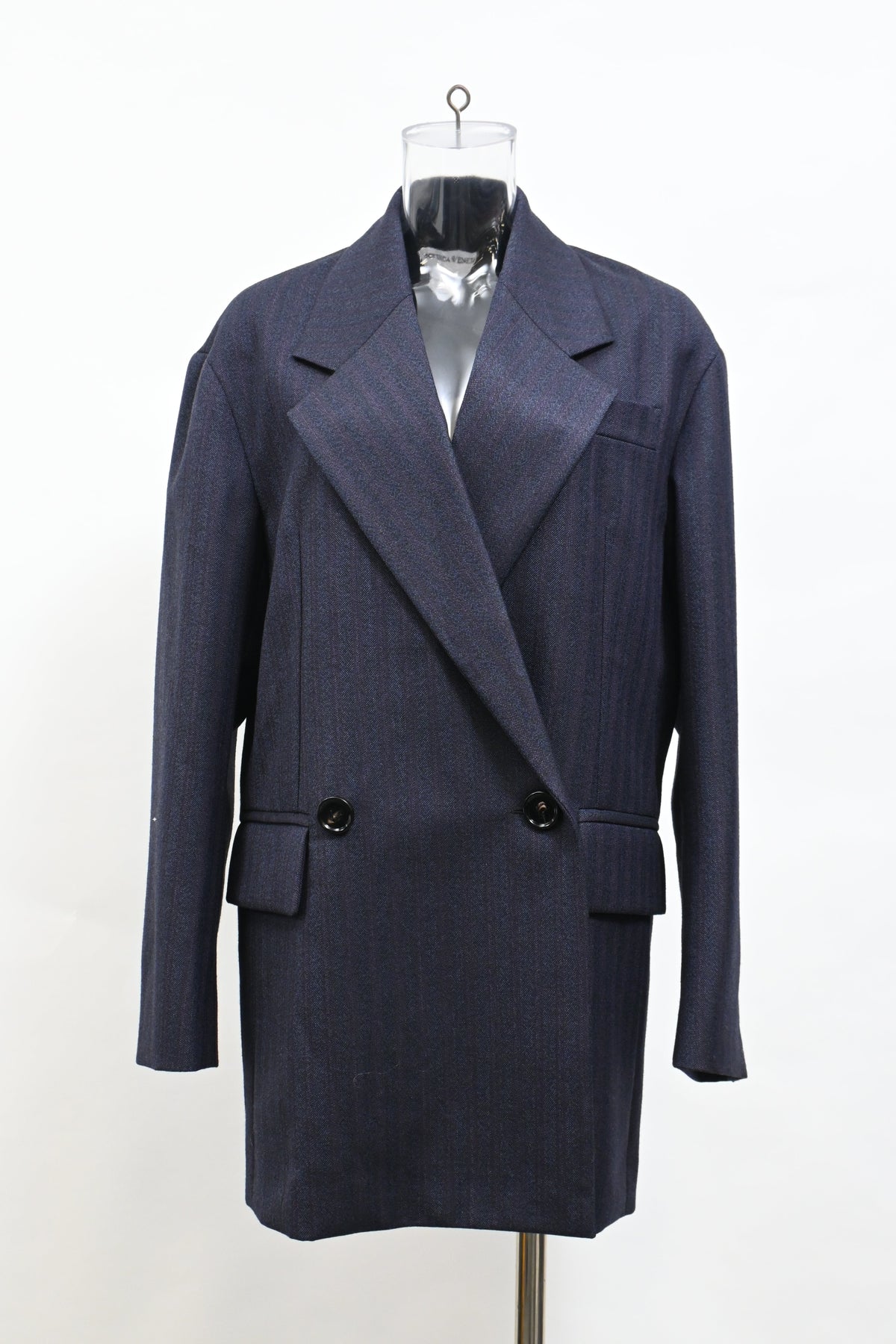 Bottega Veneta Double-Breasted Blazer in Navy Blue Wool