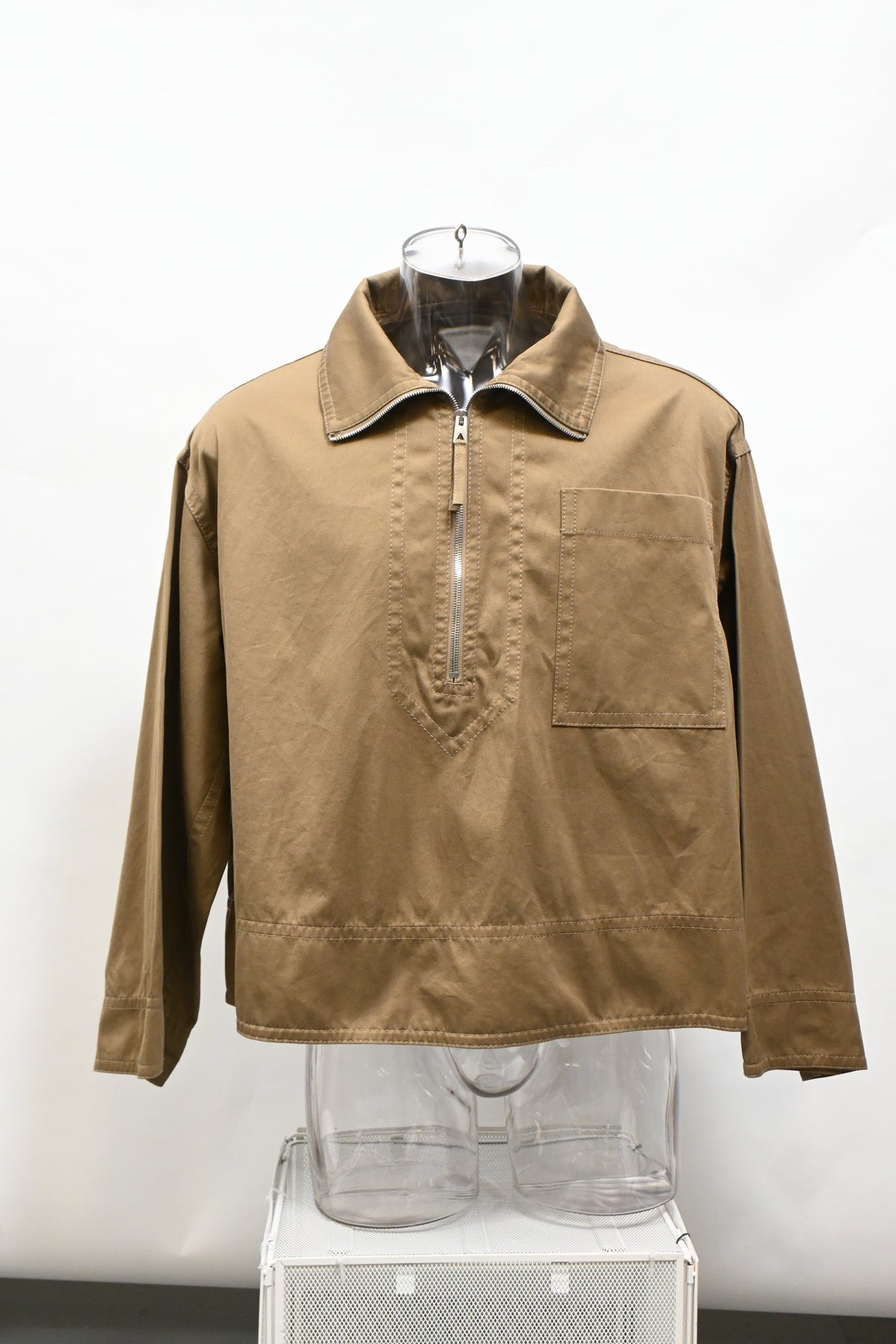 Bottega Veneta Half-Zip Jacket in Brown Cotton
