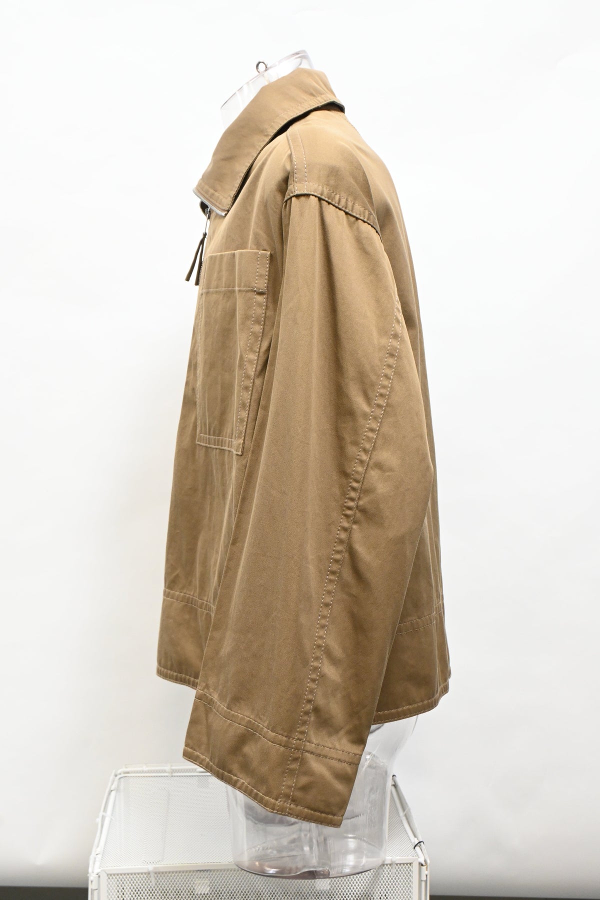 Bottega Veneta Half-Zip Jacket in Brown Cotton