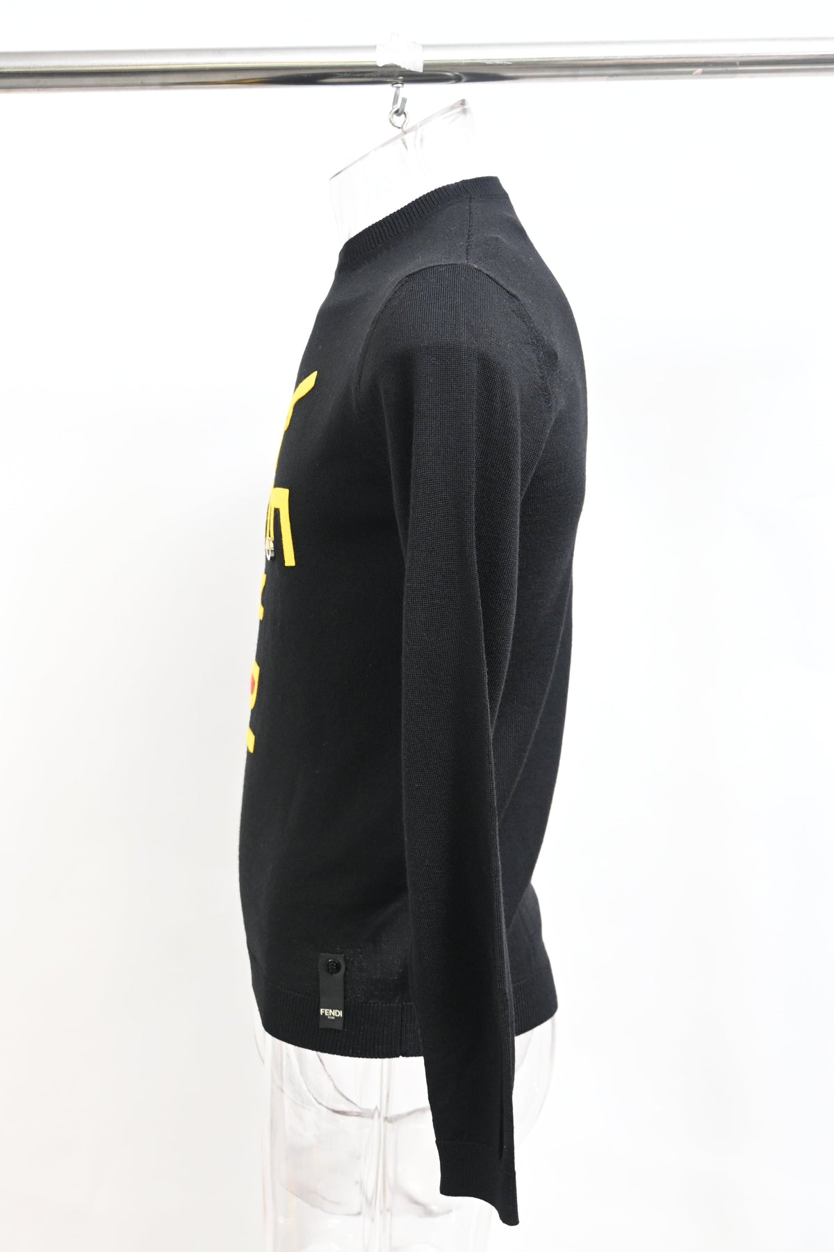 Fendi Logo Print Sweater in Black Wool