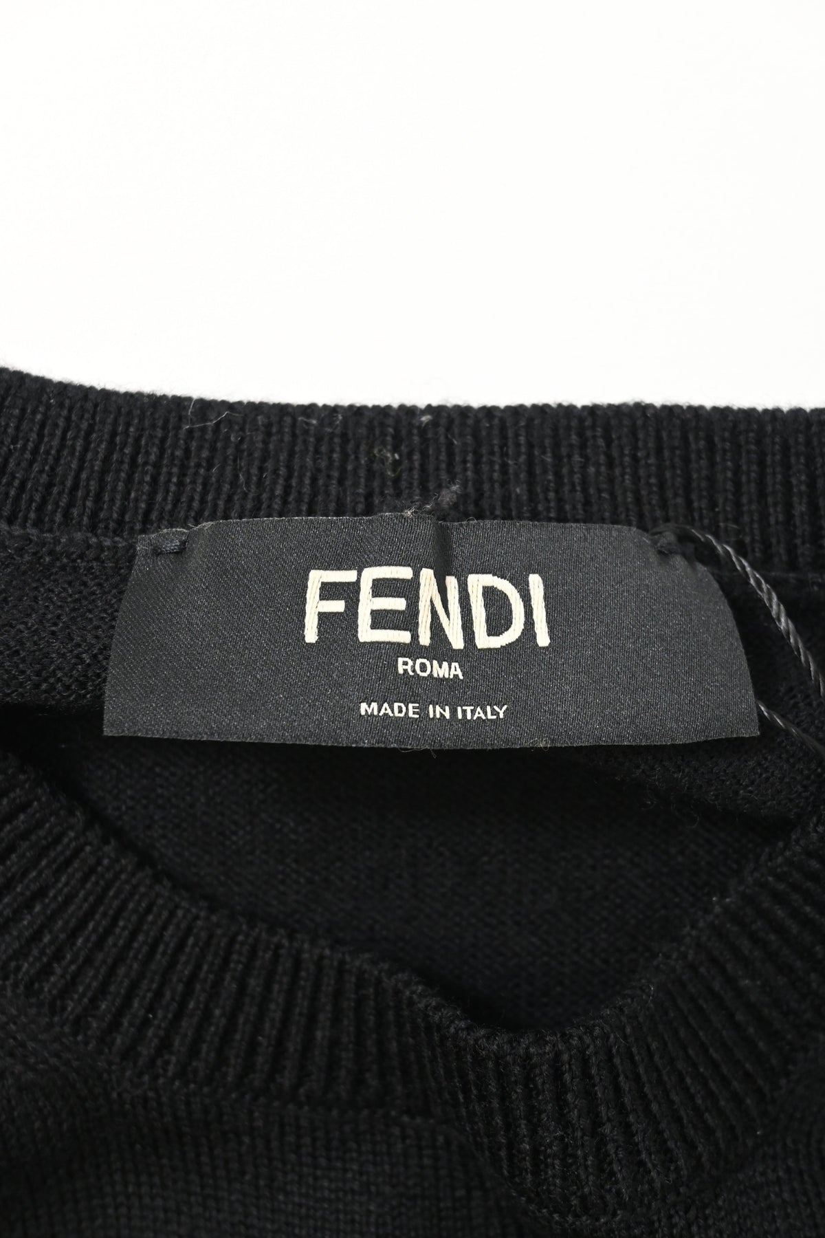 Fendi Logo Print Sweater in Black Wool