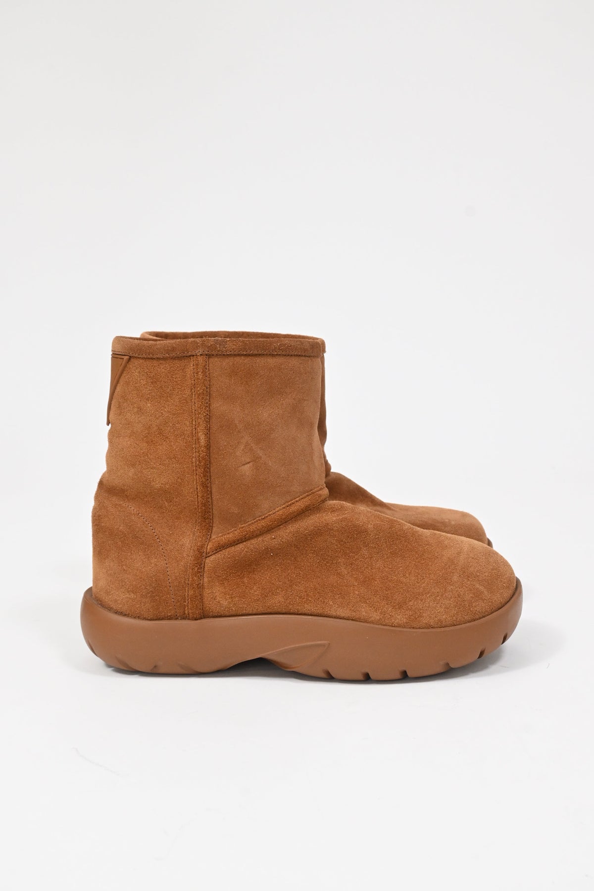 Bottega Veneta Snap Ankle Boots in Brown Suede
