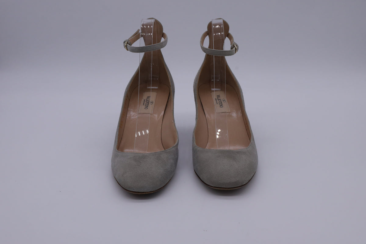 Valentino Garavani Tan-Go Mary Jane Pumps in Grey Suede