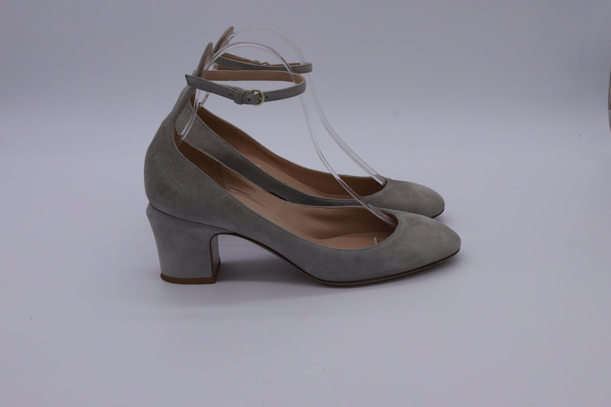 Valentino Garavani Tan-Go Mary Jane Pumps in Grey Suede