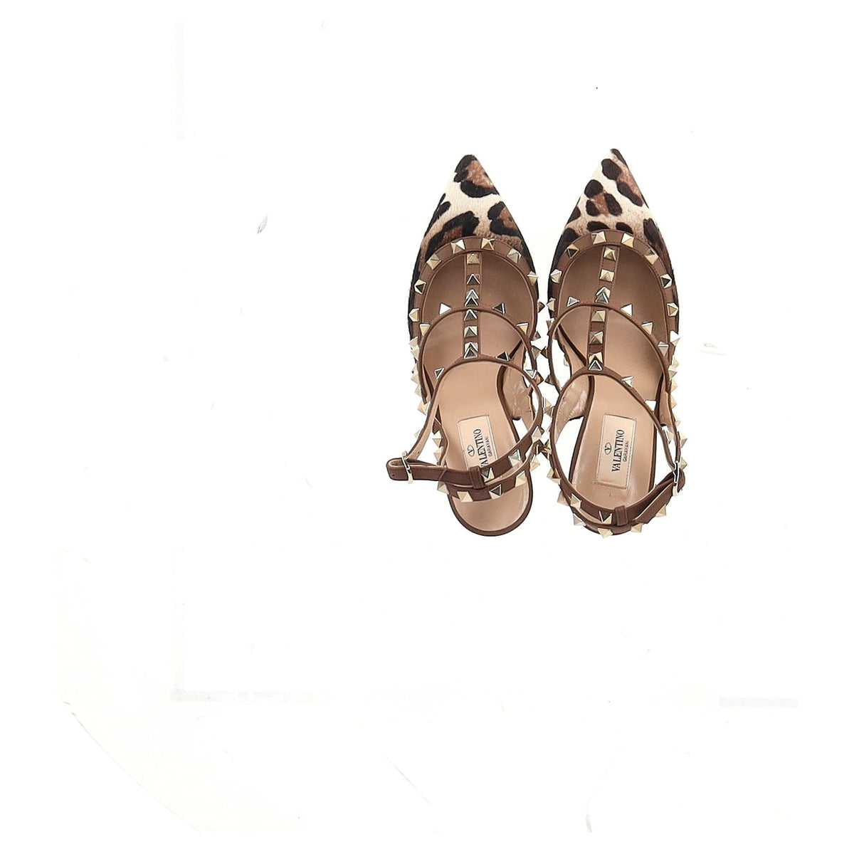 Valentino Garavani Rockstud Printed Pumps in Brown Pony hair