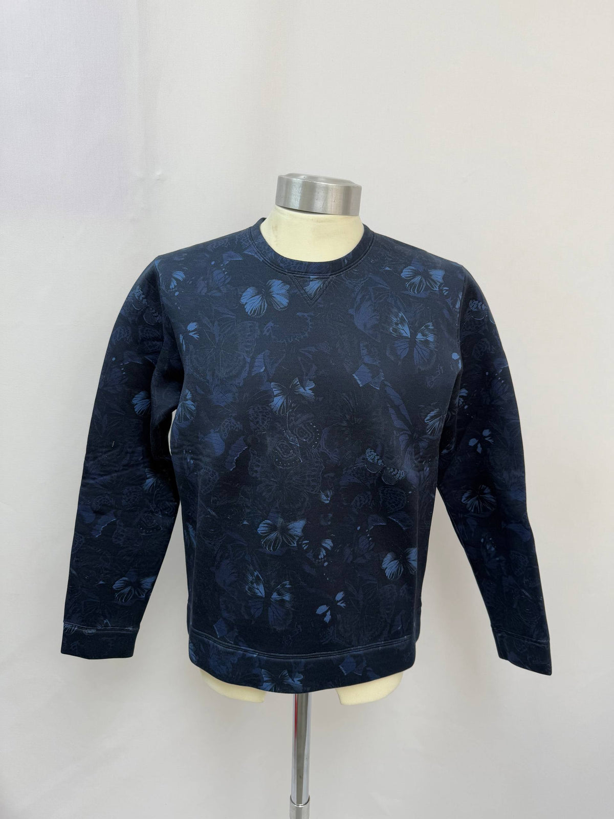 Valentino Neoprene Butterfly Sweatshirt in Navy Blue Cotton