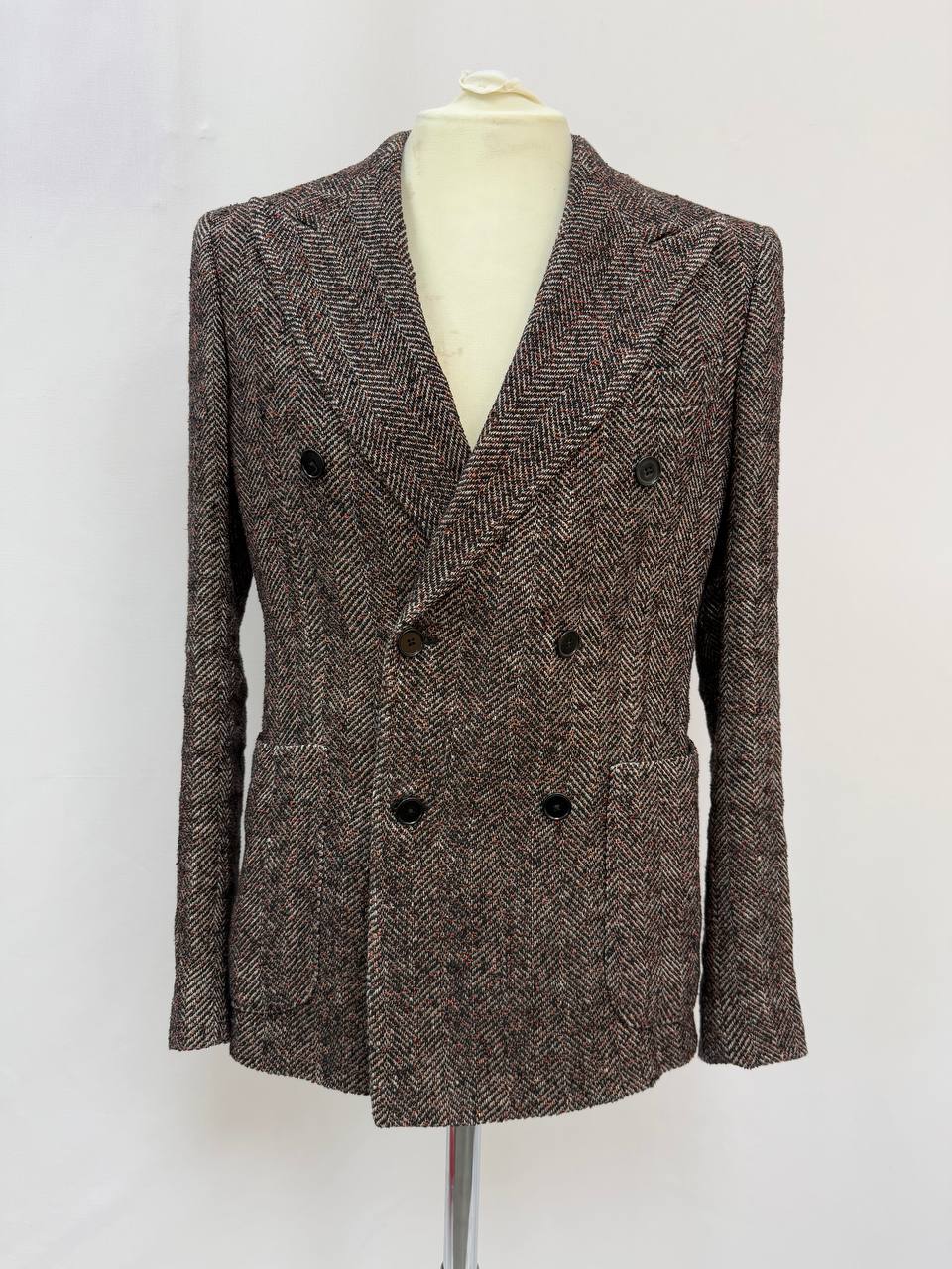 Bottega Veneta Double Breasted Blazer in Brown Wool