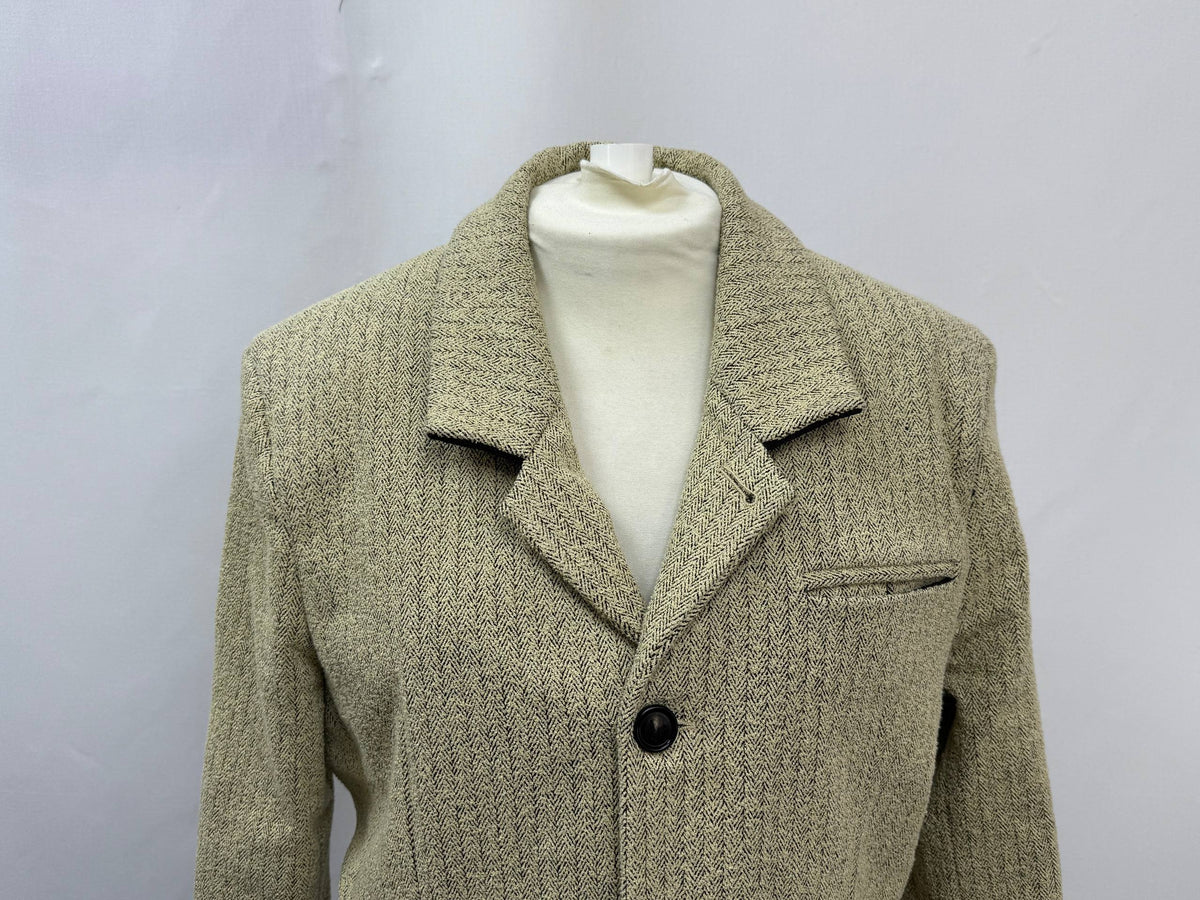 Bottega Veneta Single-Breasted Herringbone Blazer in Beige Polyamide