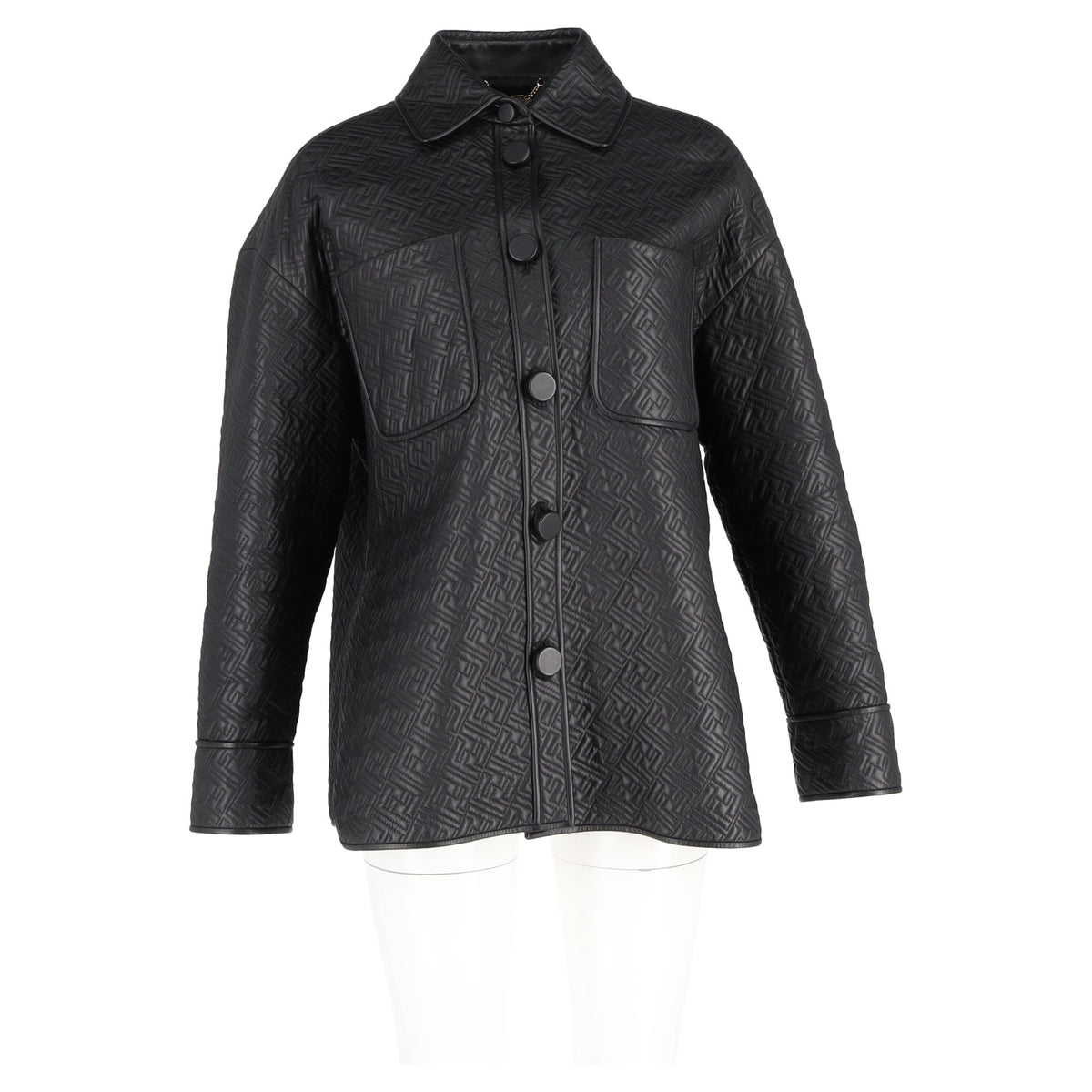 Fendi Monogram Go-To Jacket in Black Nappa Leather