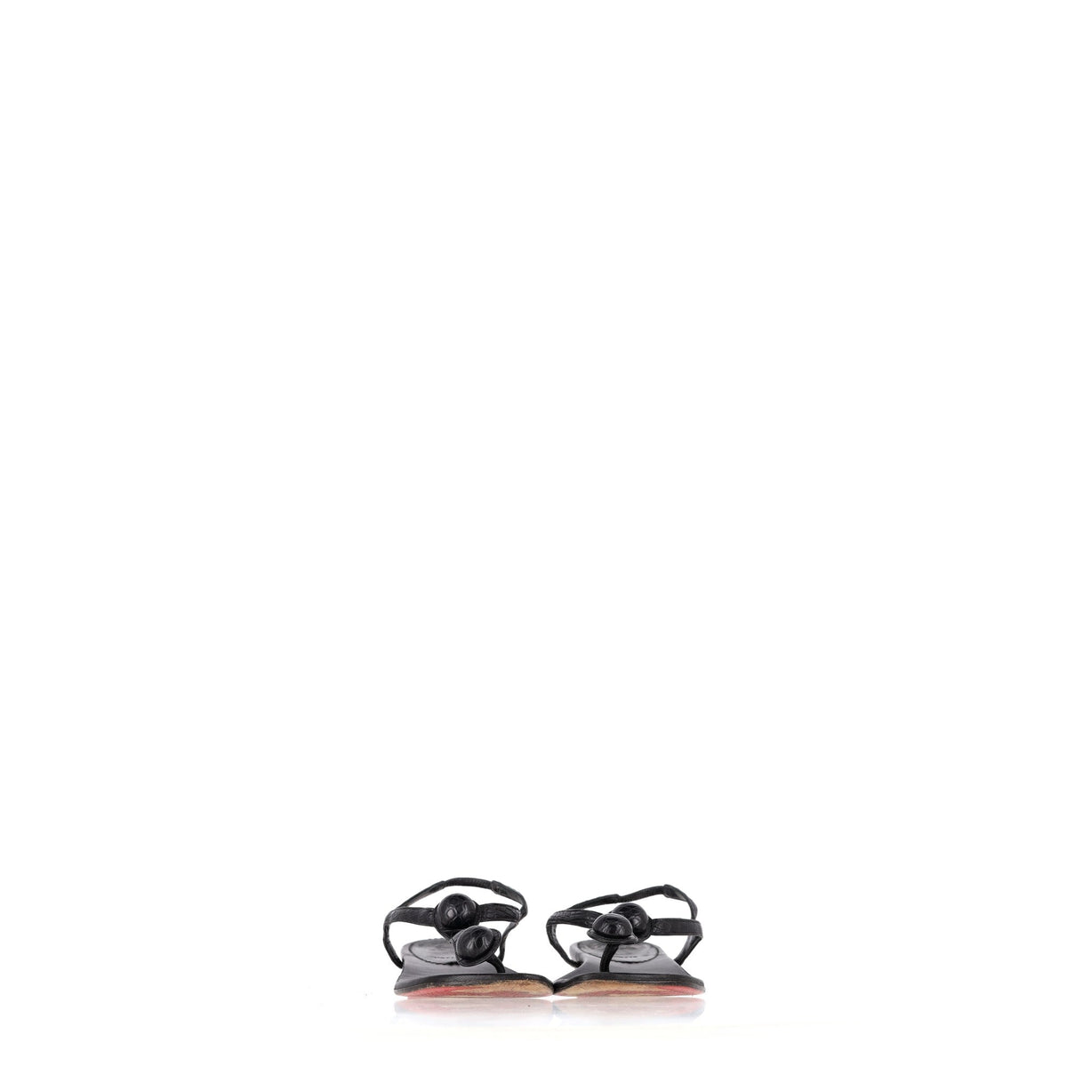 Christian Louboutin Thong Ankle Strap Sandals in Black Leather