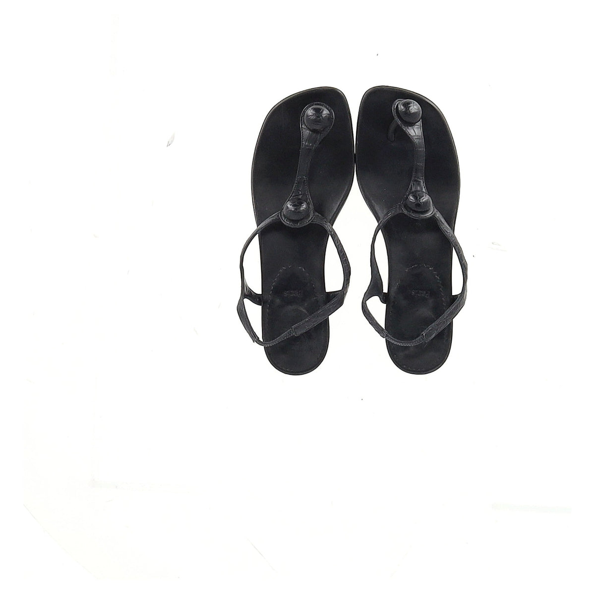 Christian Louboutin Thong Ankle Strap Sandals in Black Leather
