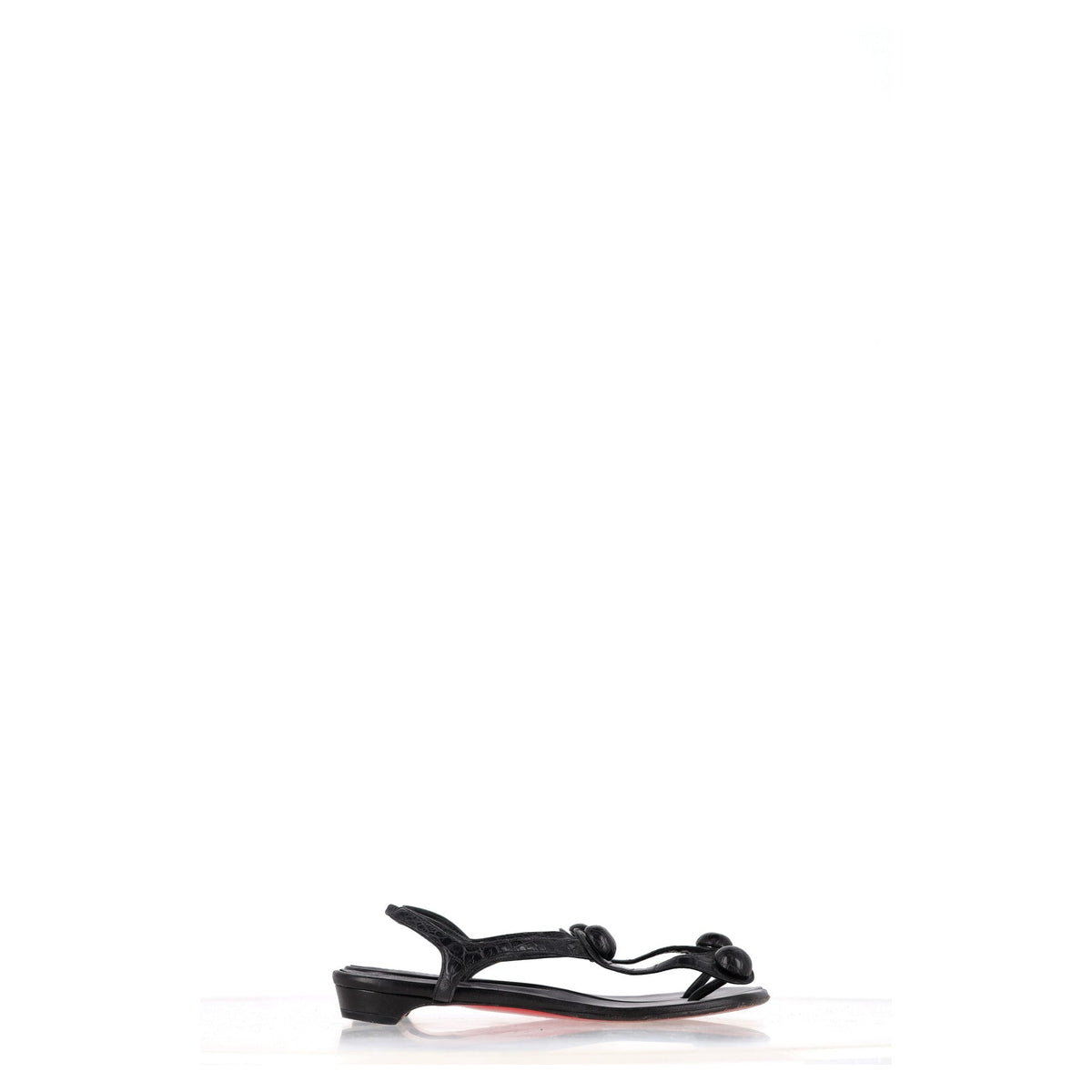 Christian Louboutin Thong Ankle Strap Sandals in Black Leather
