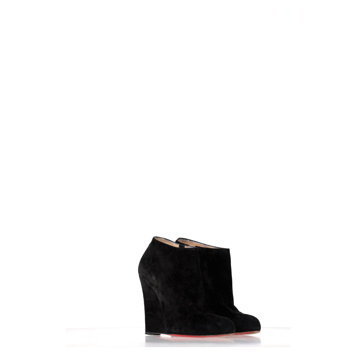 Christian Louboutin Belle Zeppa Wedge Ankle Boots in Black Suede