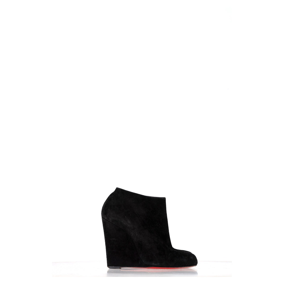 Christian Louboutin Belle Zeppa Wedge Ankle Boots in Black Suede