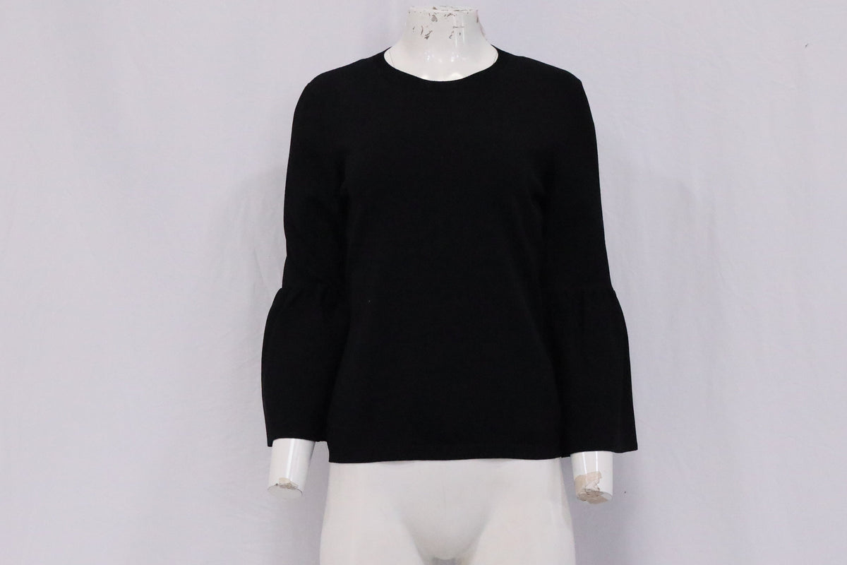 Valentino Bell Sleeve Sweater in Black Wool