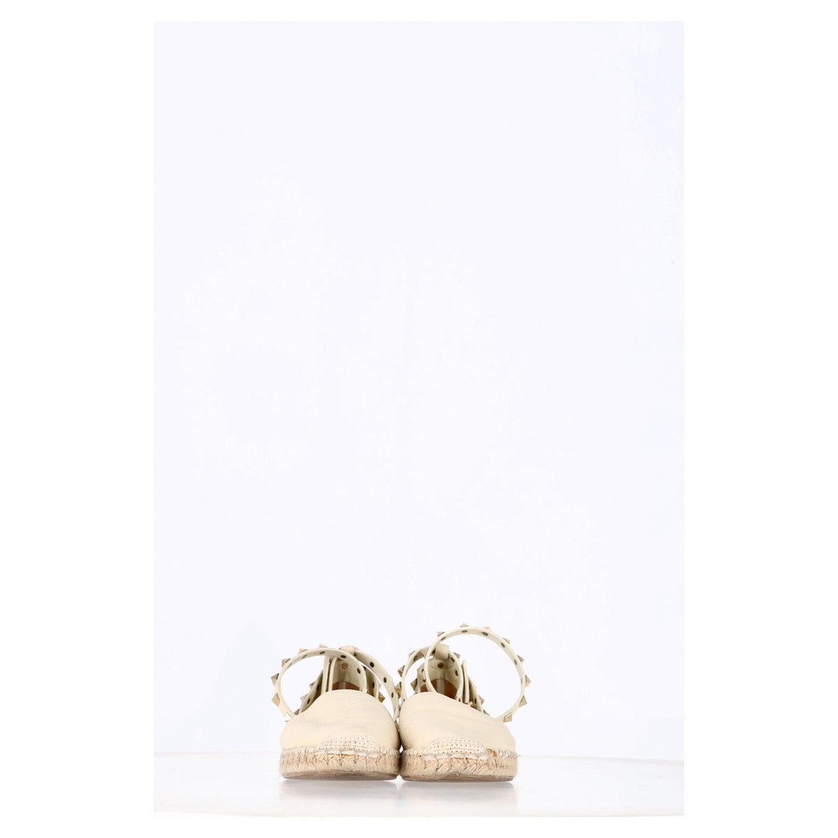 Valentino Rockstud Espadrille Flats in White Leather