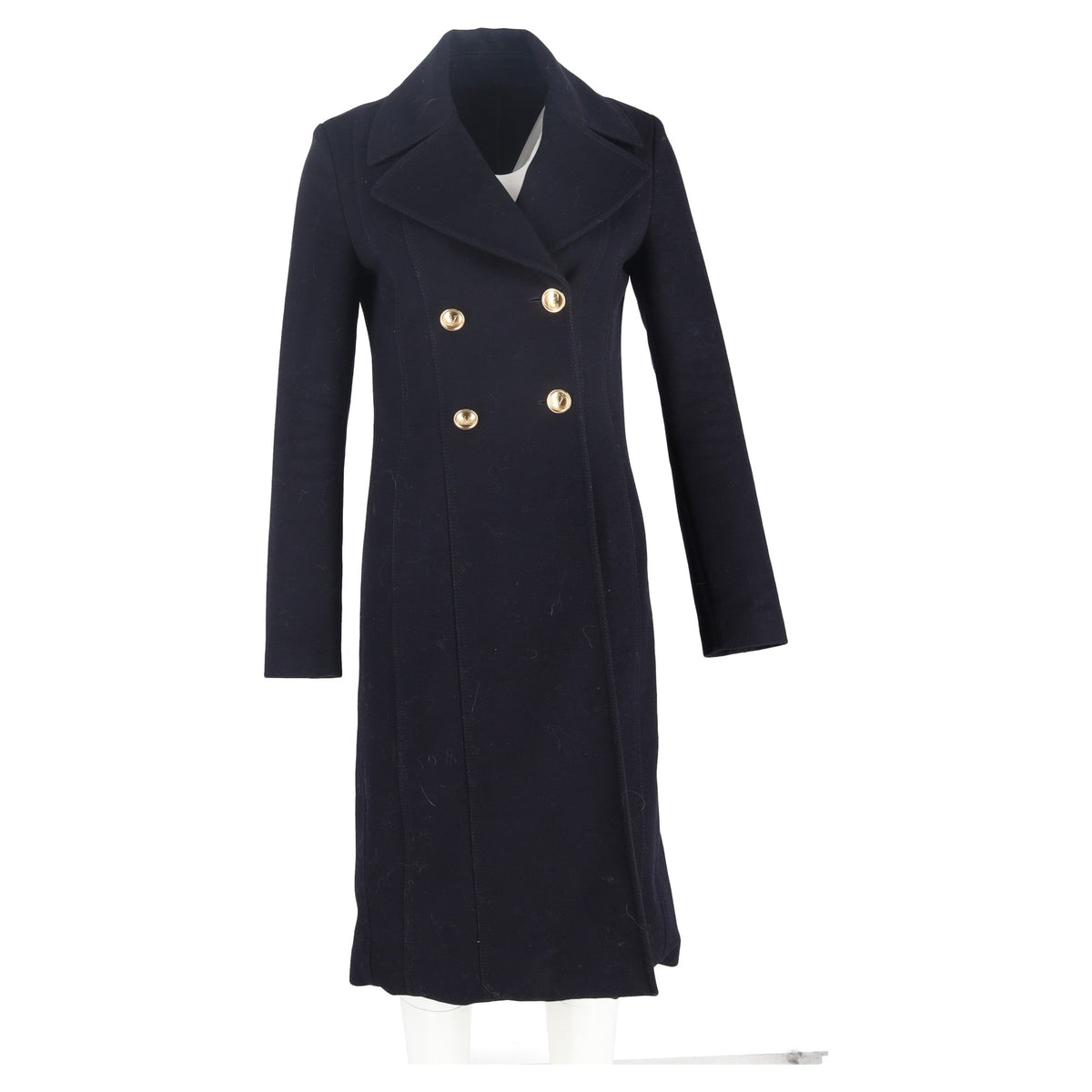 Valentino Garavani Double-Breasted Long Coat in Dark Navy Wool