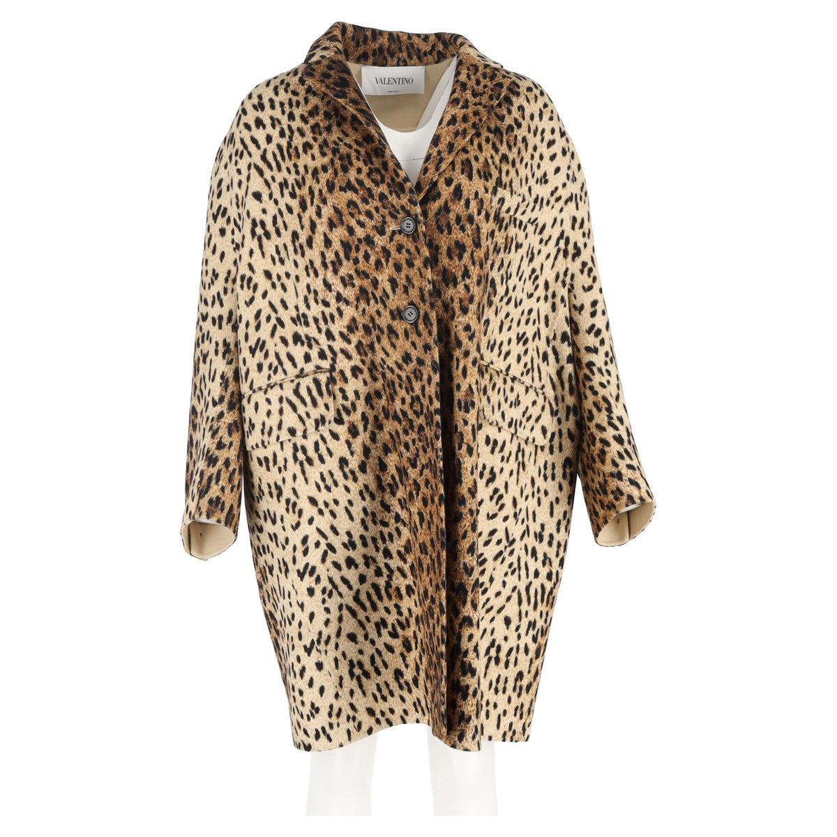 Valentino Egg-Shaped Coat in Animal Print Wool