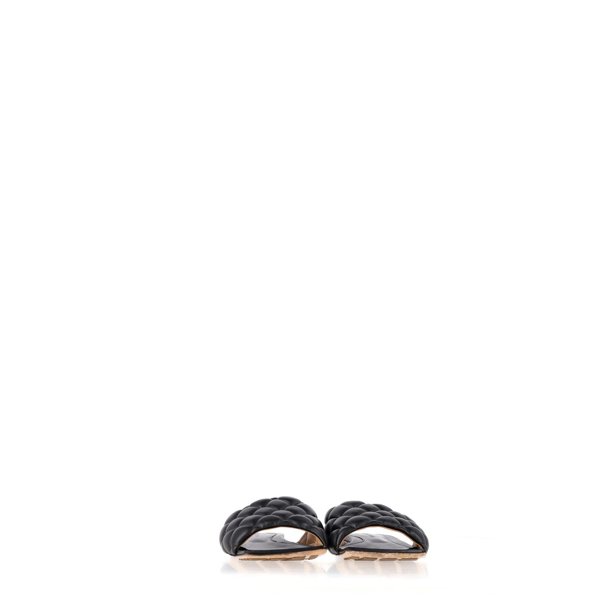 Bottega Veneta Padded Slide Flat Sandals in Black Lamb Leather