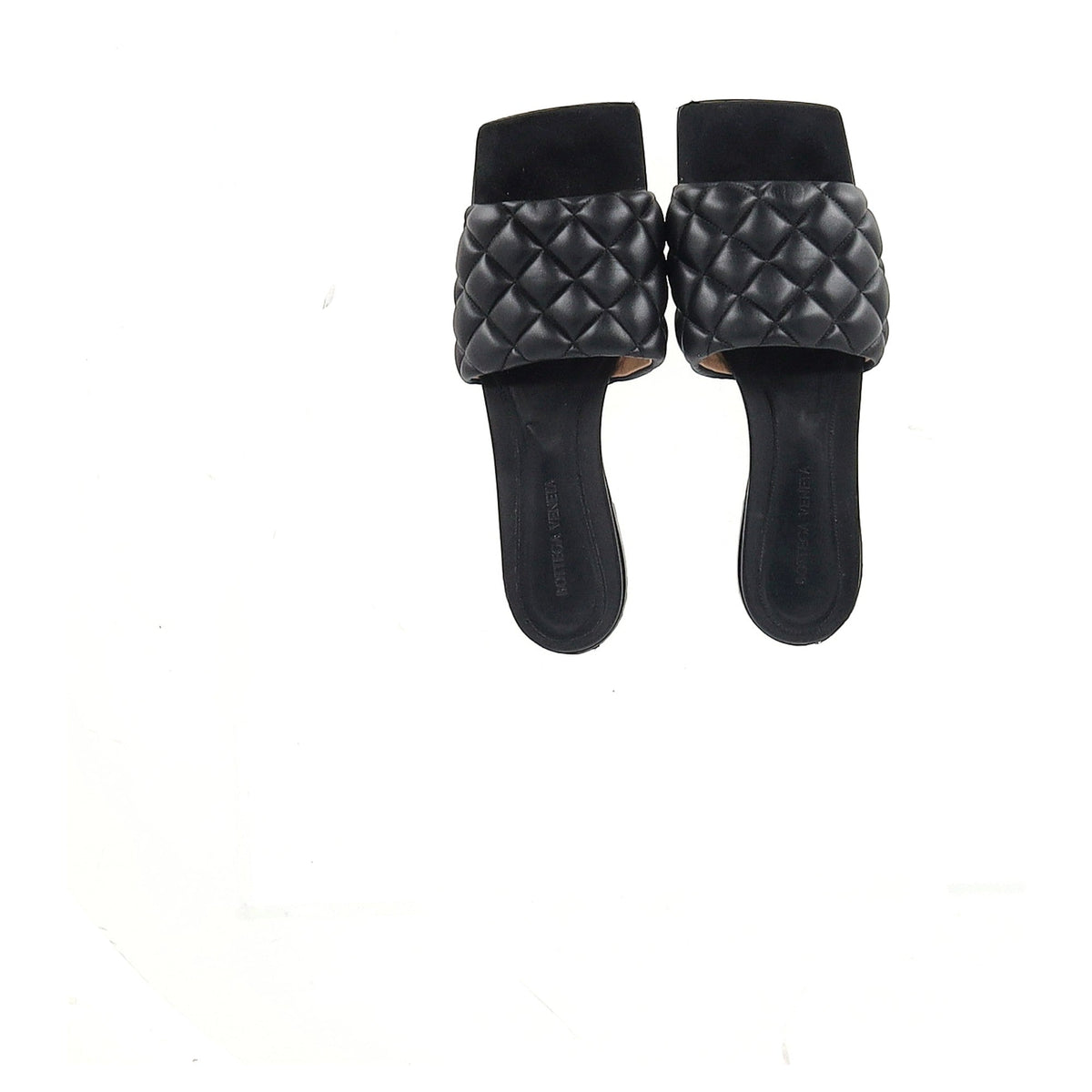 Bottega Veneta Padded Slide Flat Sandals in Black Lamb Leather