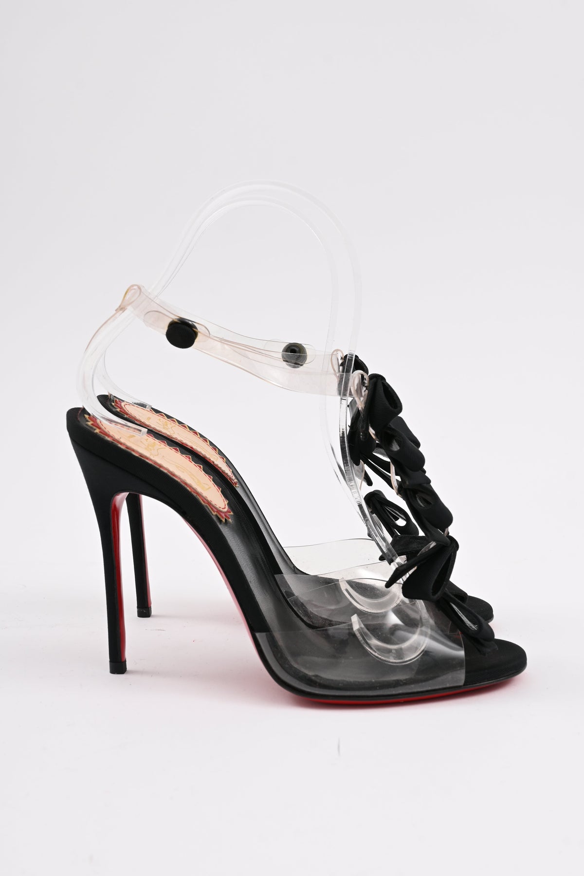 Christian Louboutin Bow Bow Sandal heels in Black PVC
