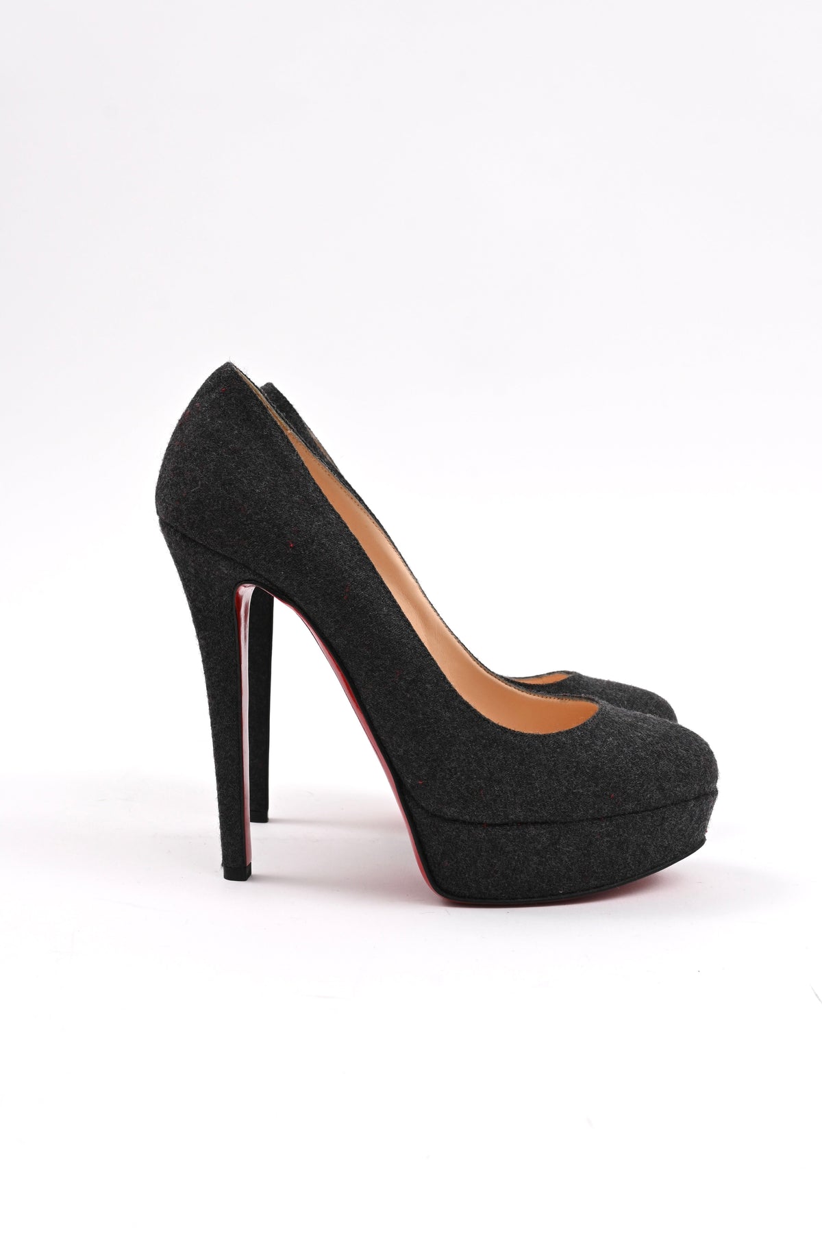 Christian Louboutin Bianca Platform Pumps in Grey Wool
