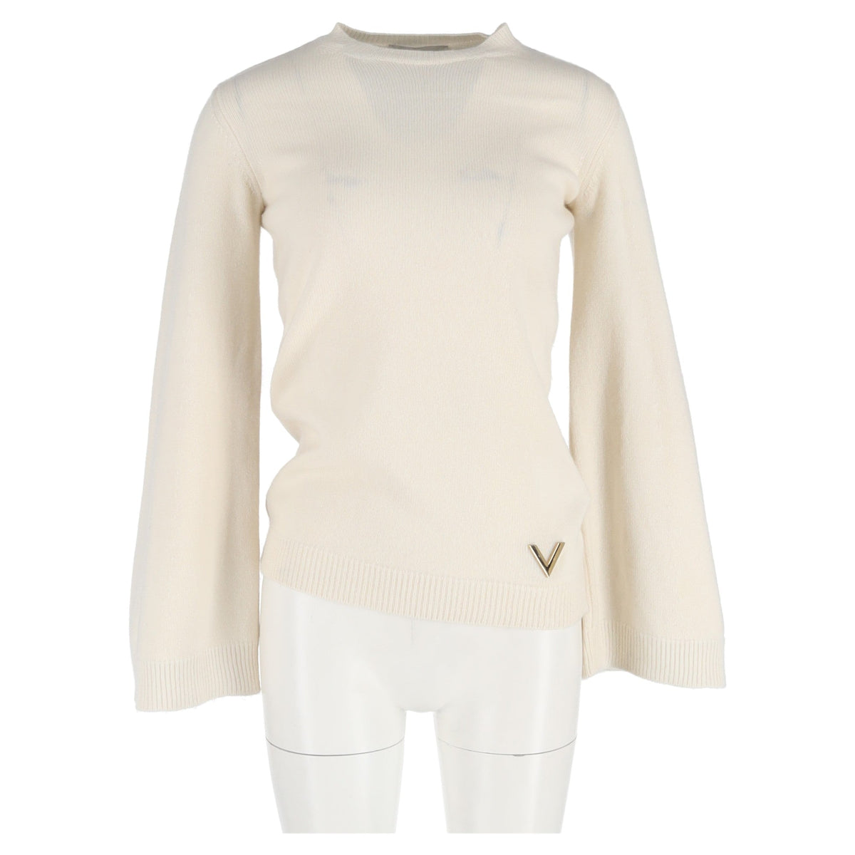 Valentino Garavani VLogo Crewneck Sweater in Cream Wool