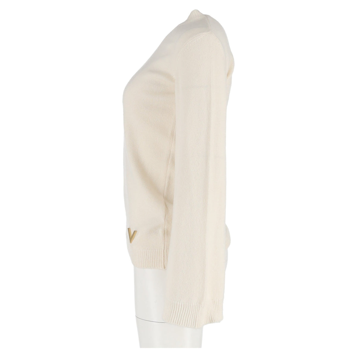 Valentino Garavani VLogo Crewneck Sweater in Cream Wool