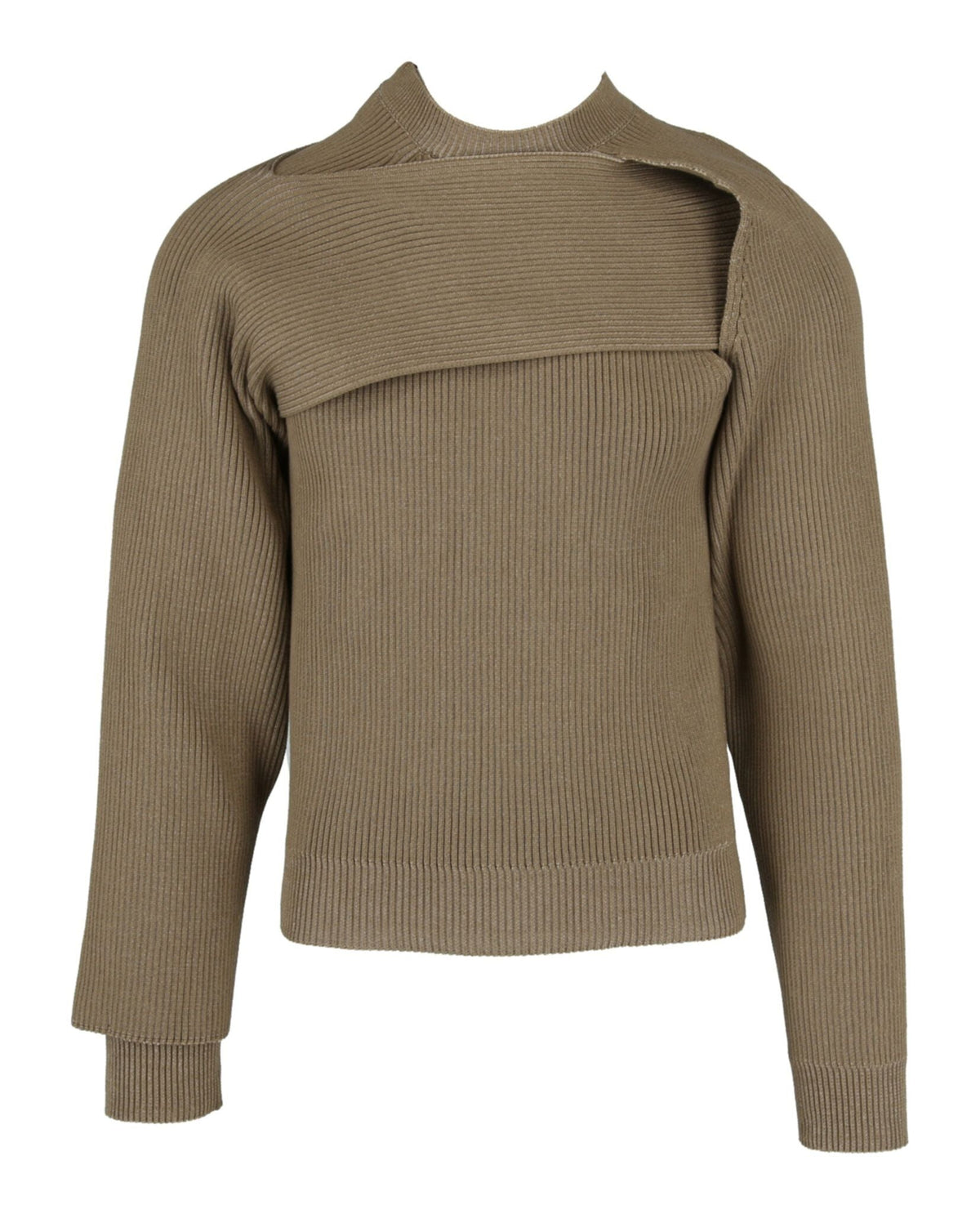Bottega Veneta Mens Asymmetrical Ribbed Sweater