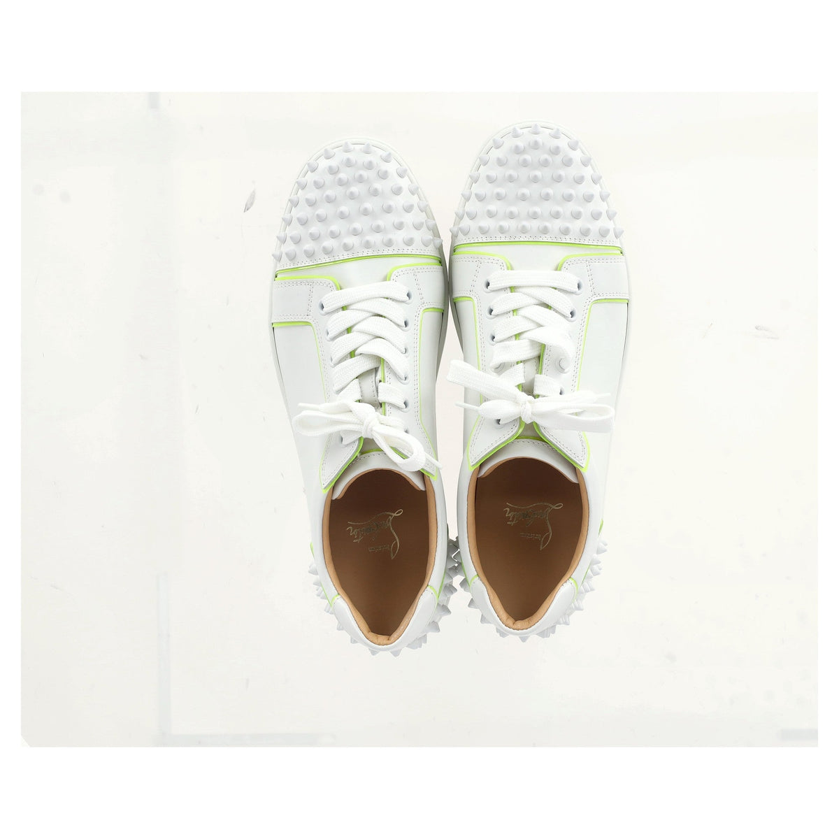 Christian Louboutin Vieira Spikes Sneakers in White Leather