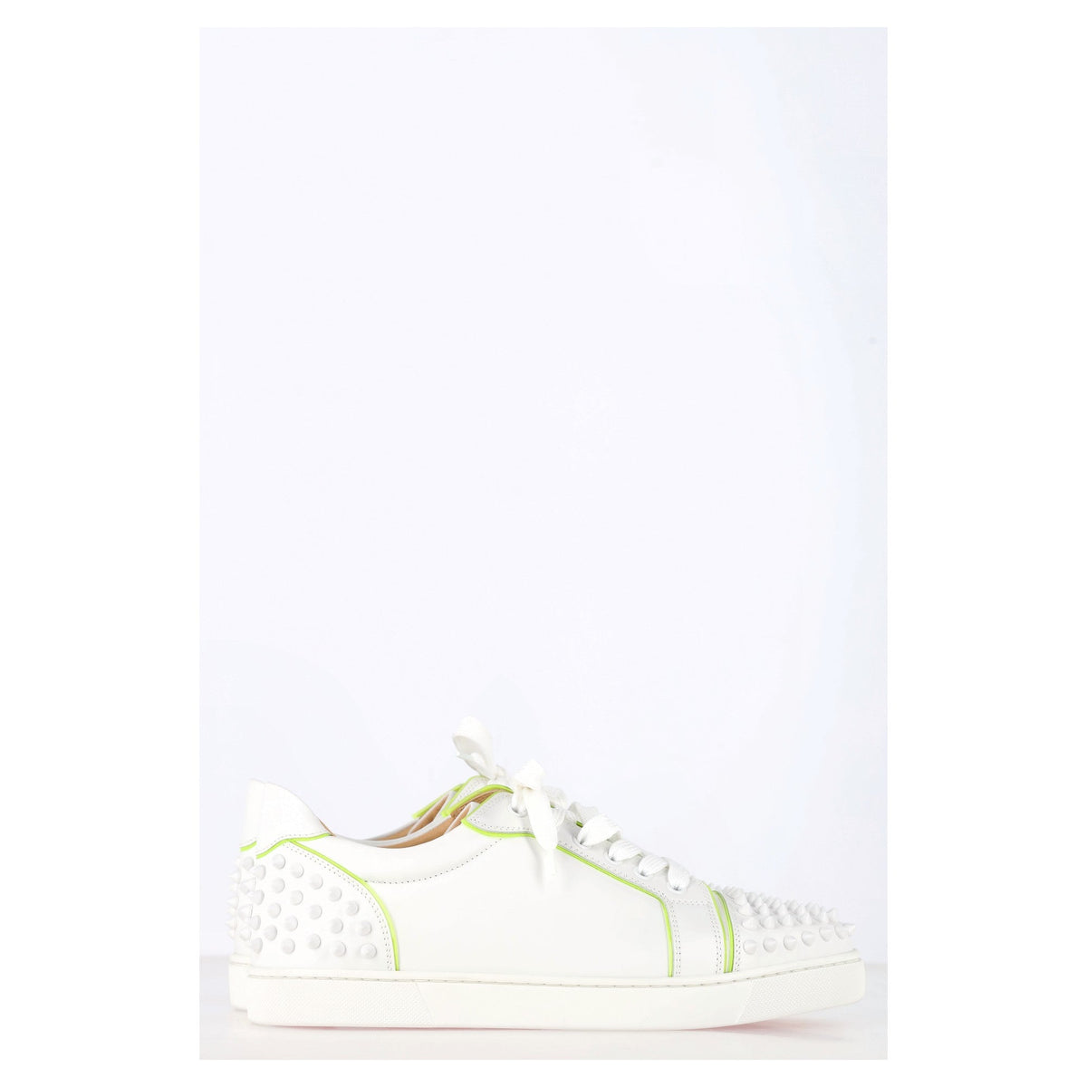 Christian Louboutin Vieira Spikes Sneakers in White Leather