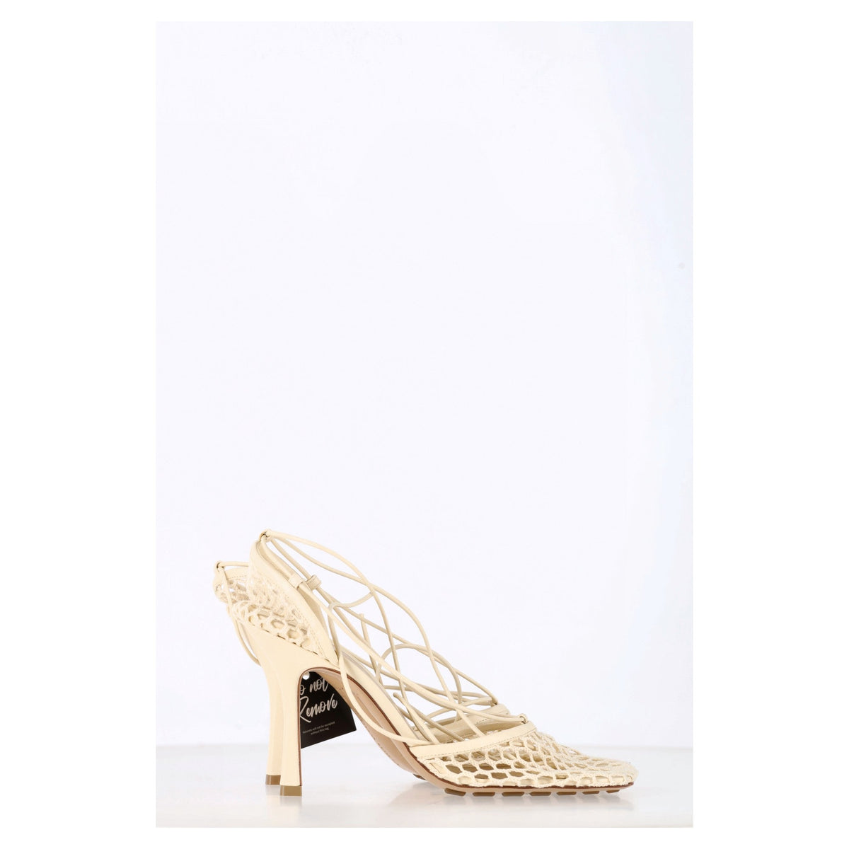 Bottega Veneta Mesh Stretch Ankle Tie Sandals in White Leather