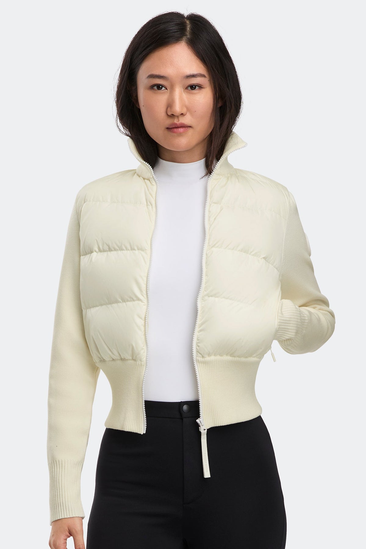 HyBridge® 同色调圆盘宽绗缝针织夹克