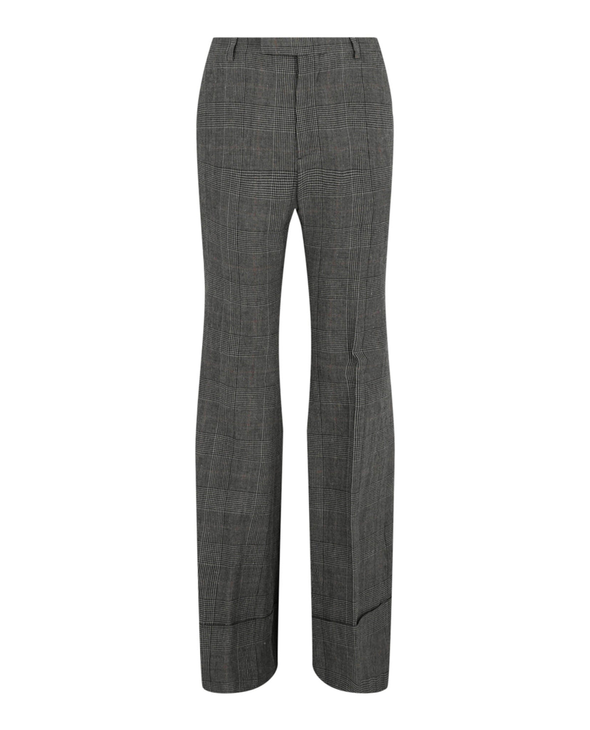 Gucci Mens Plaid Flared-Leg Trousers