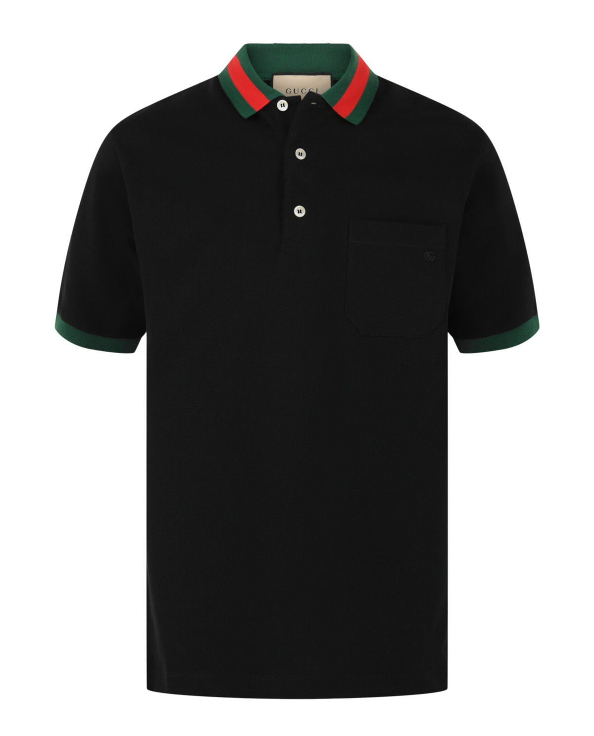 Gucci Mens Cotton Piquet Polo With Web Collar