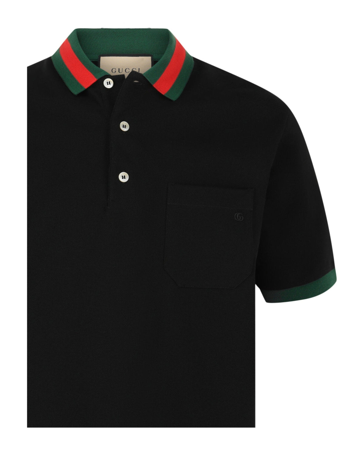 Gucci Mens Cotton Piquet Polo With Web Collar