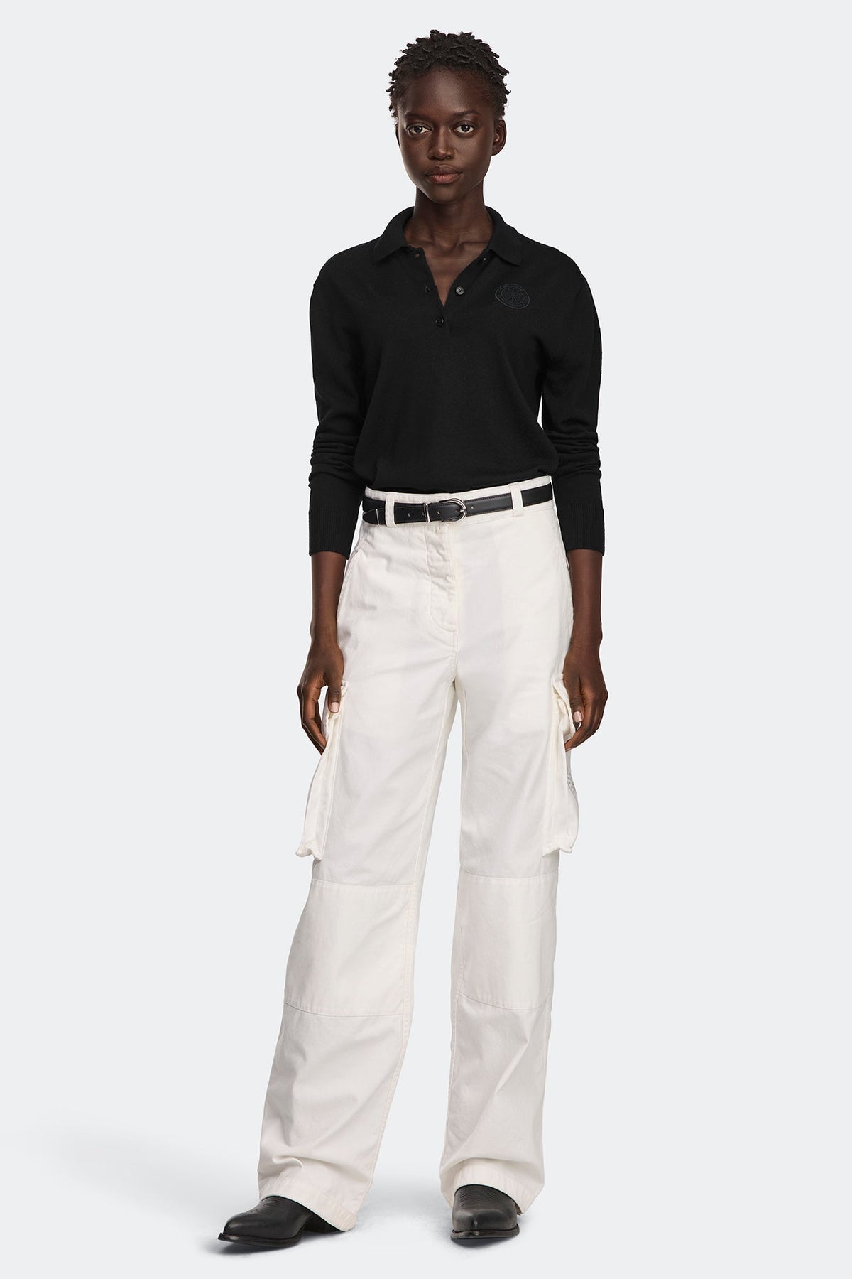 Melrose 针织长袖 Polo 衫