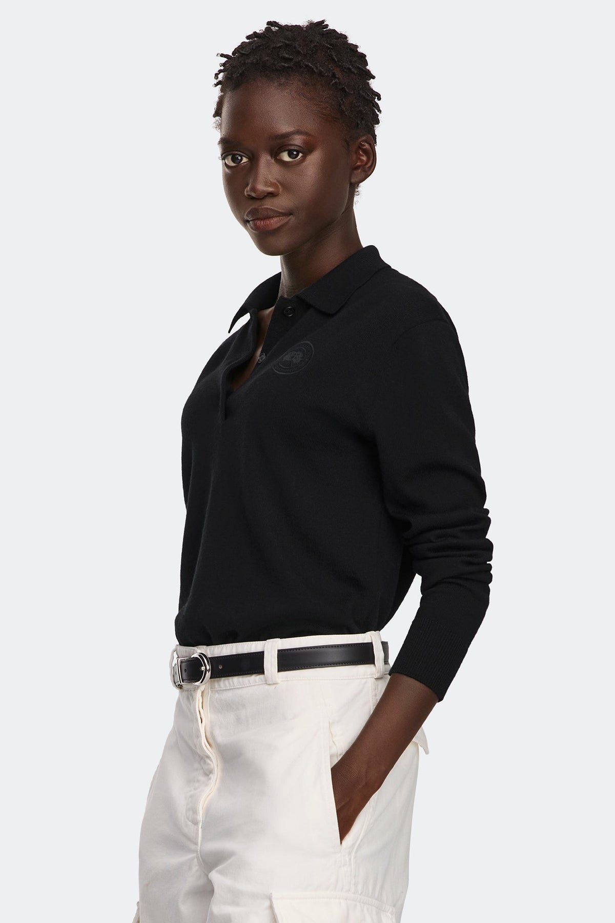 Melrose 针织长袖 Polo 衫