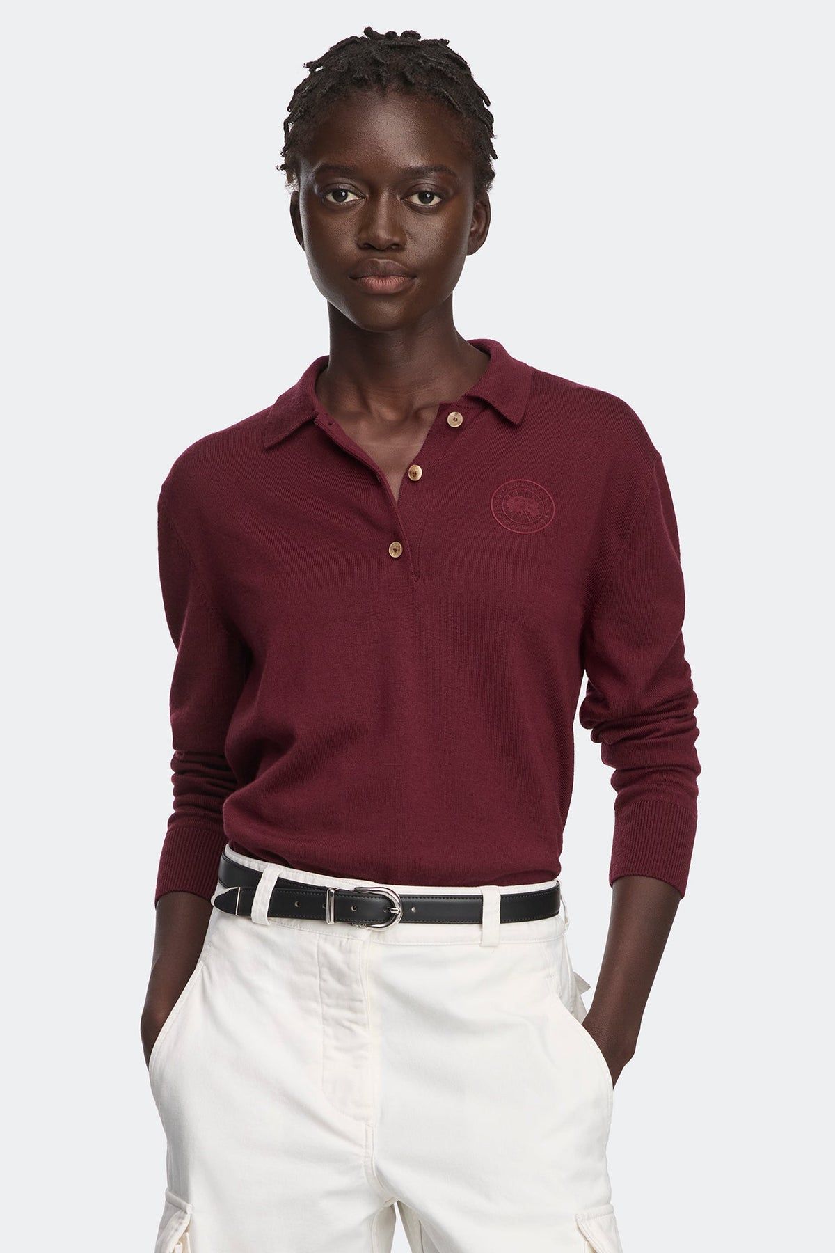 Melrose 针织长袖 Polo 衫