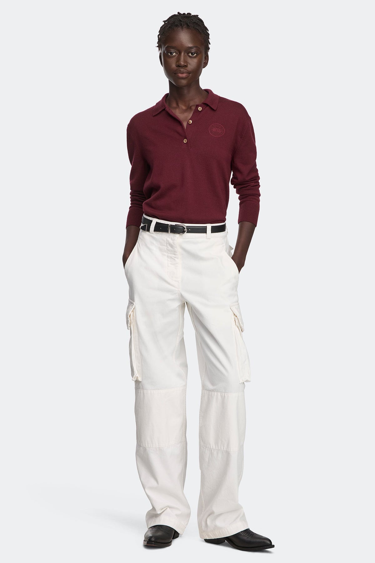 Melrose 针织长袖 Polo 衫